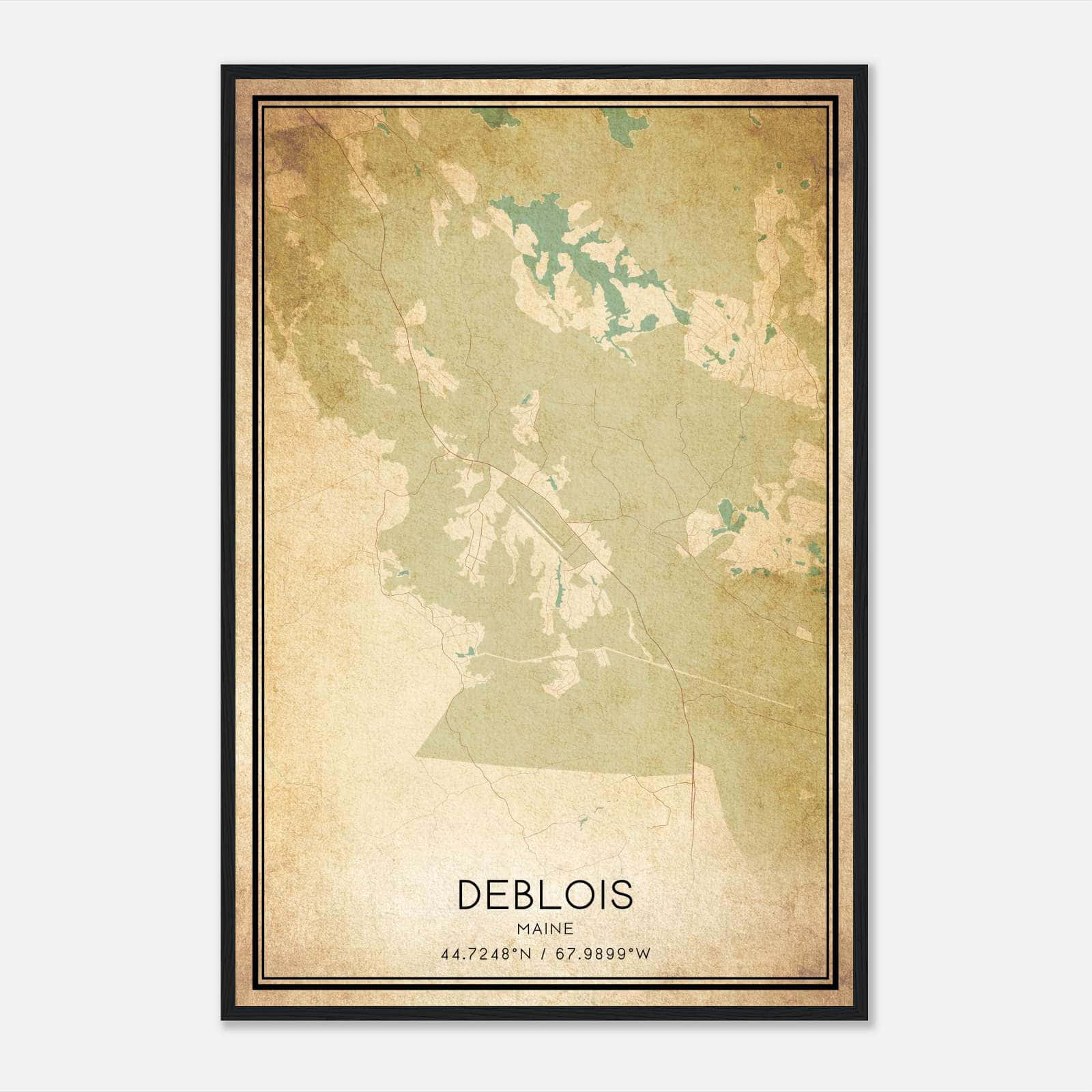 Vintage Deblois Maine Map Poster, Deblois ME City Road Wall Art Print Vintage Deblois Maine Map Poster, Deblois ME City Road Wall Art Print