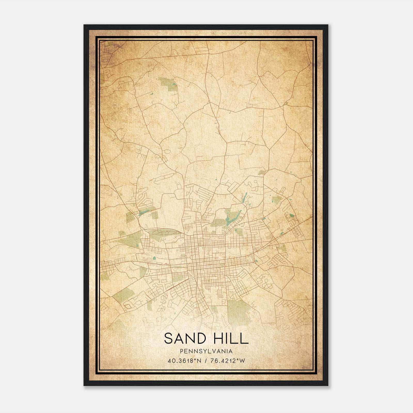 Vintage Sand Hill Pennsylvania Map Poster, Sand Hill PA City Road Wall Art Print Vintage Sand Hill Pennsylvania Map Poster, Sand Hill PA City Road Wall Art Print