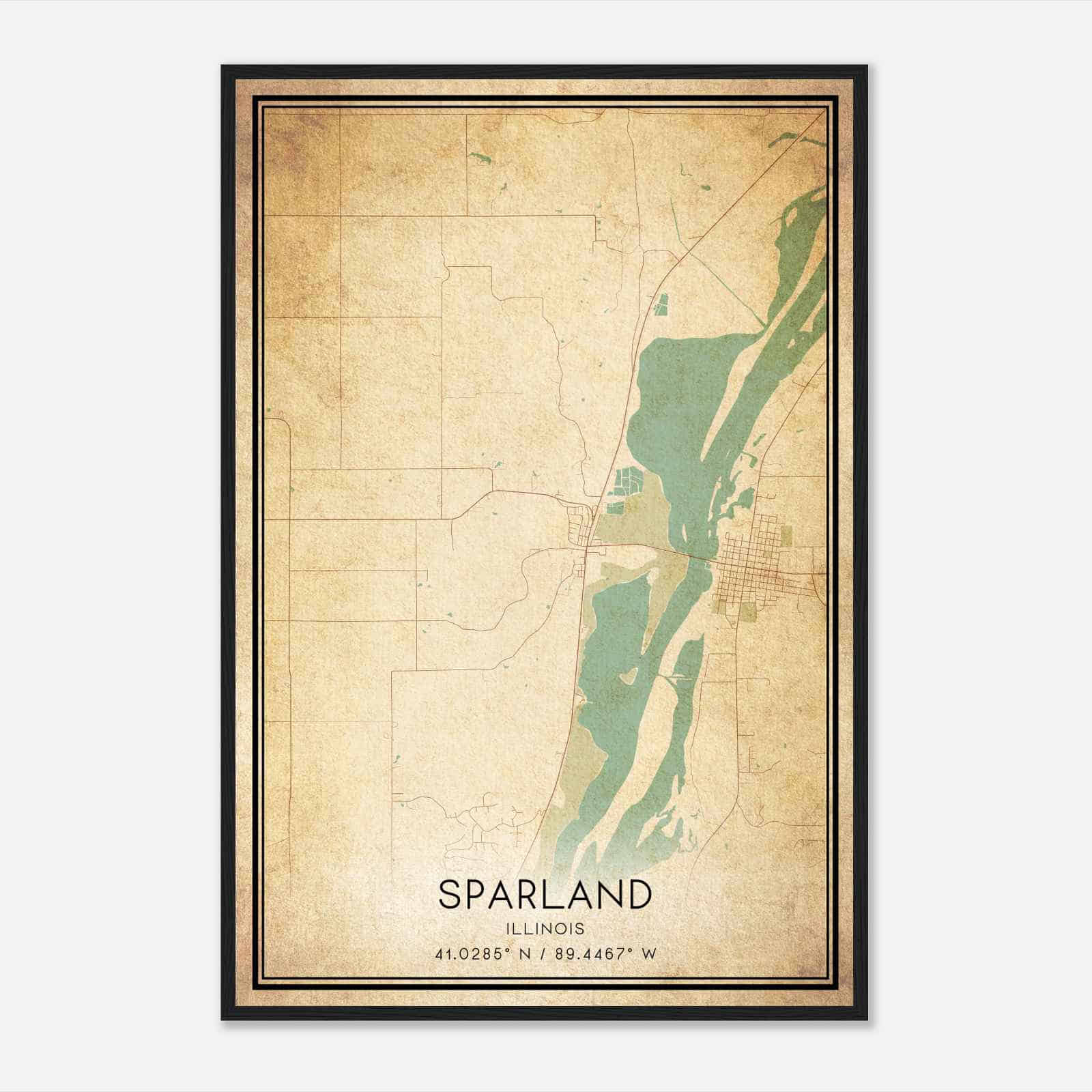 Vintage Sparland Illinois Map Poster, Sparland IL City Road Wall Art Print Vintage Sparland Illinois Map Poster, Sparland IL City Road Wall Art Print