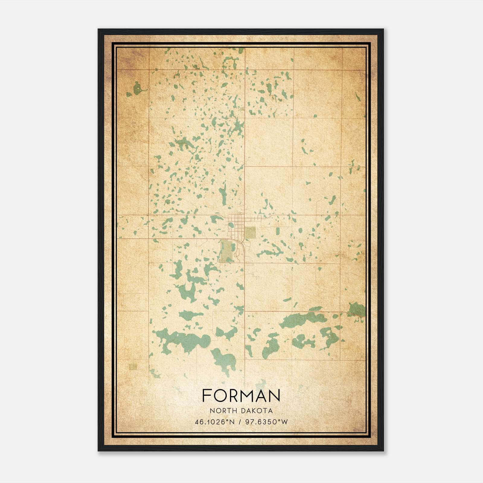 Vintage Forman North Dakota Map Poster, Forman ND City Road Wall Art Print Vintage Forman North Dakota Map Poster, Forman ND City Road Wall Art Print