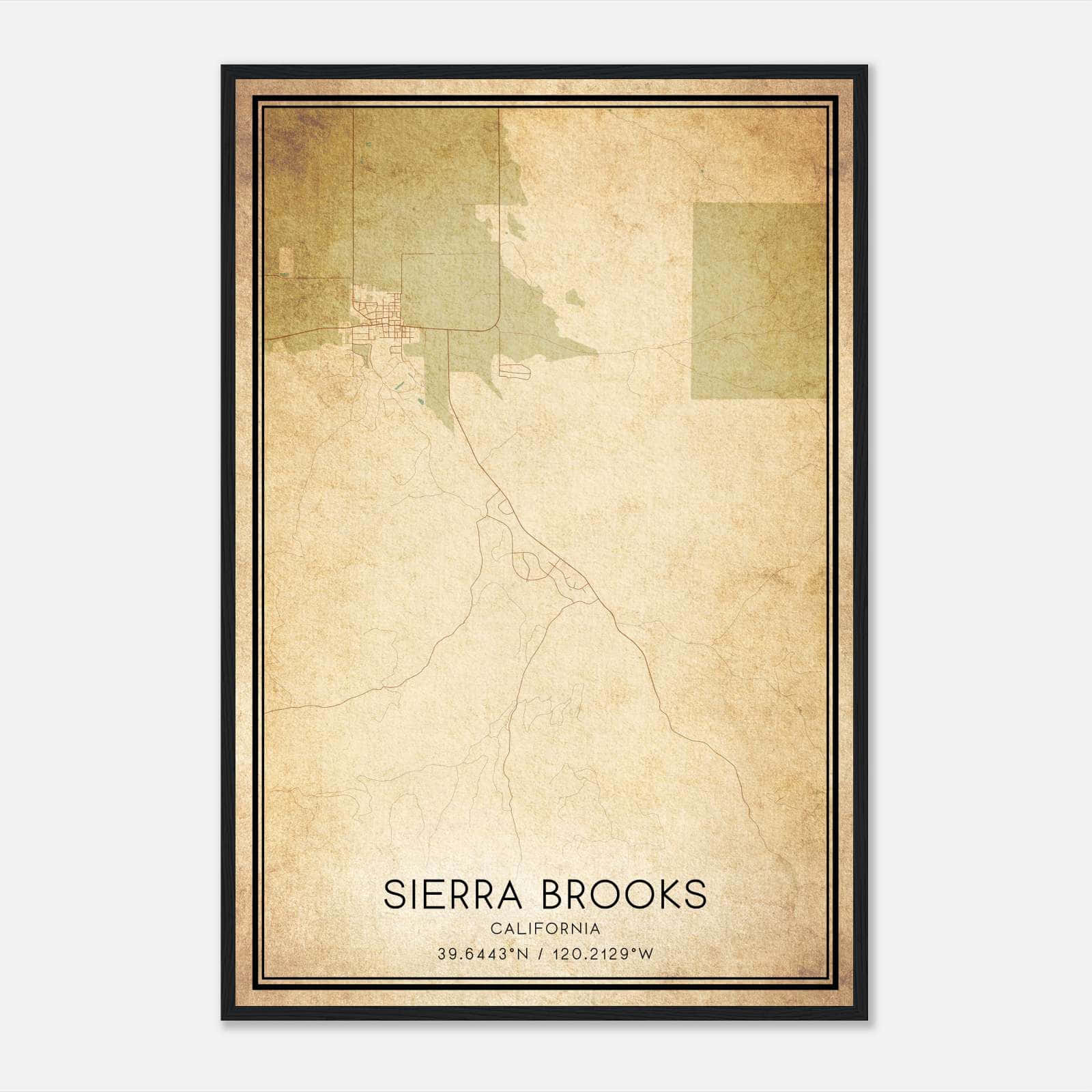 Vintage Sierra Brooks California Map Poster, Sierra Brooks CA City Road Wall Art Print Vintage Sierra Brooks California Map Poster, Sierra Brooks CA City Road Wall Art Print