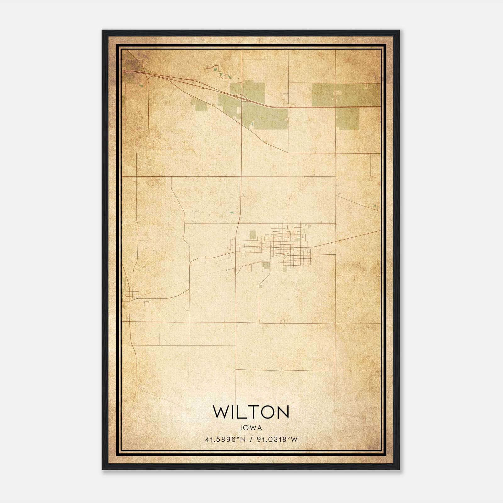 Vintage Wilton Iowa Map Poster, Wilton IA City Road Wall Art Print Vintage Wilton Iowa Map Poster, Wilton IA City Road Wall Art Print