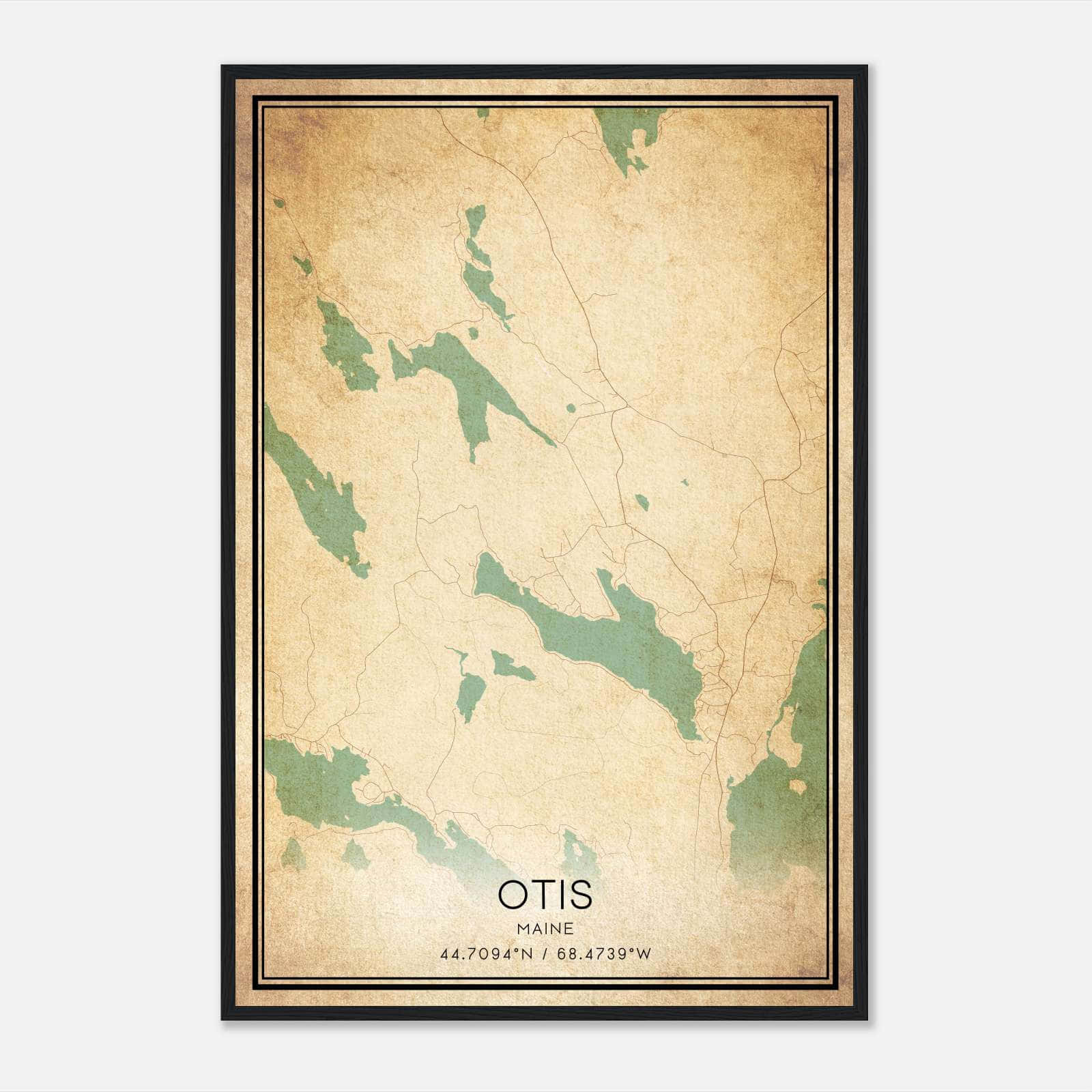 Vintage Otis Maine Map Poster, Otis ME City Road Wall Art Print Vintage Otis Maine Map Poster, Otis ME City Road Wall Art Print