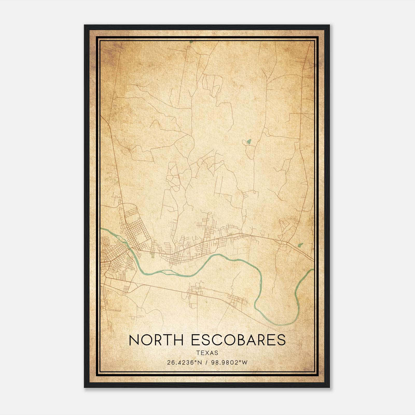 Vintage North Escobares Texas Map Poster, North Escobares TX City Road Wall Art Print Vintage North Escobares Texas Map Poster, North Escobares TX City Road Wall Art Print