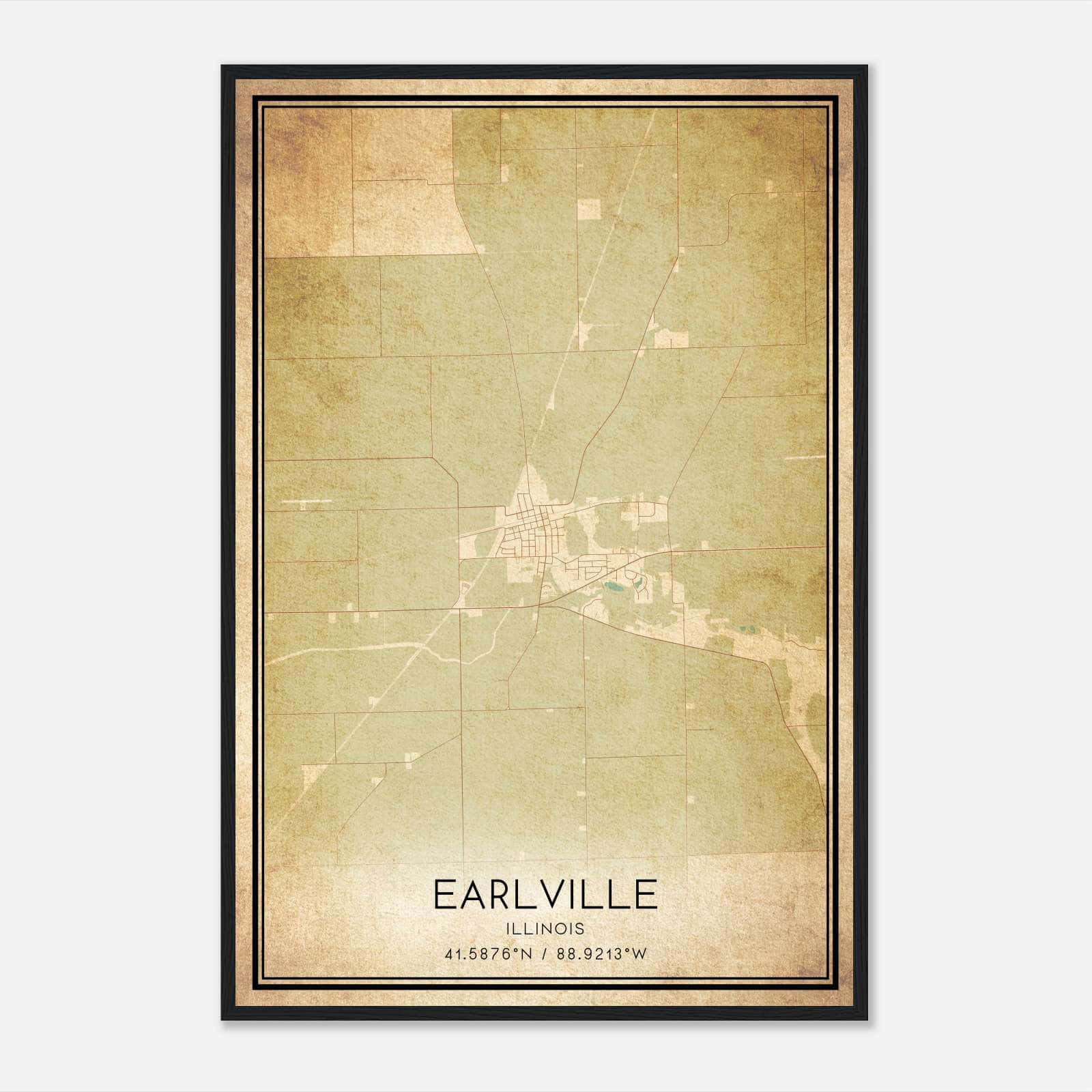 Vintage Earlville Illinois Map Poster, Earlville IL City Road Wall Art Print Vintage Earlville Illinois Map Poster, Earlville IL City Road Wall Art Print