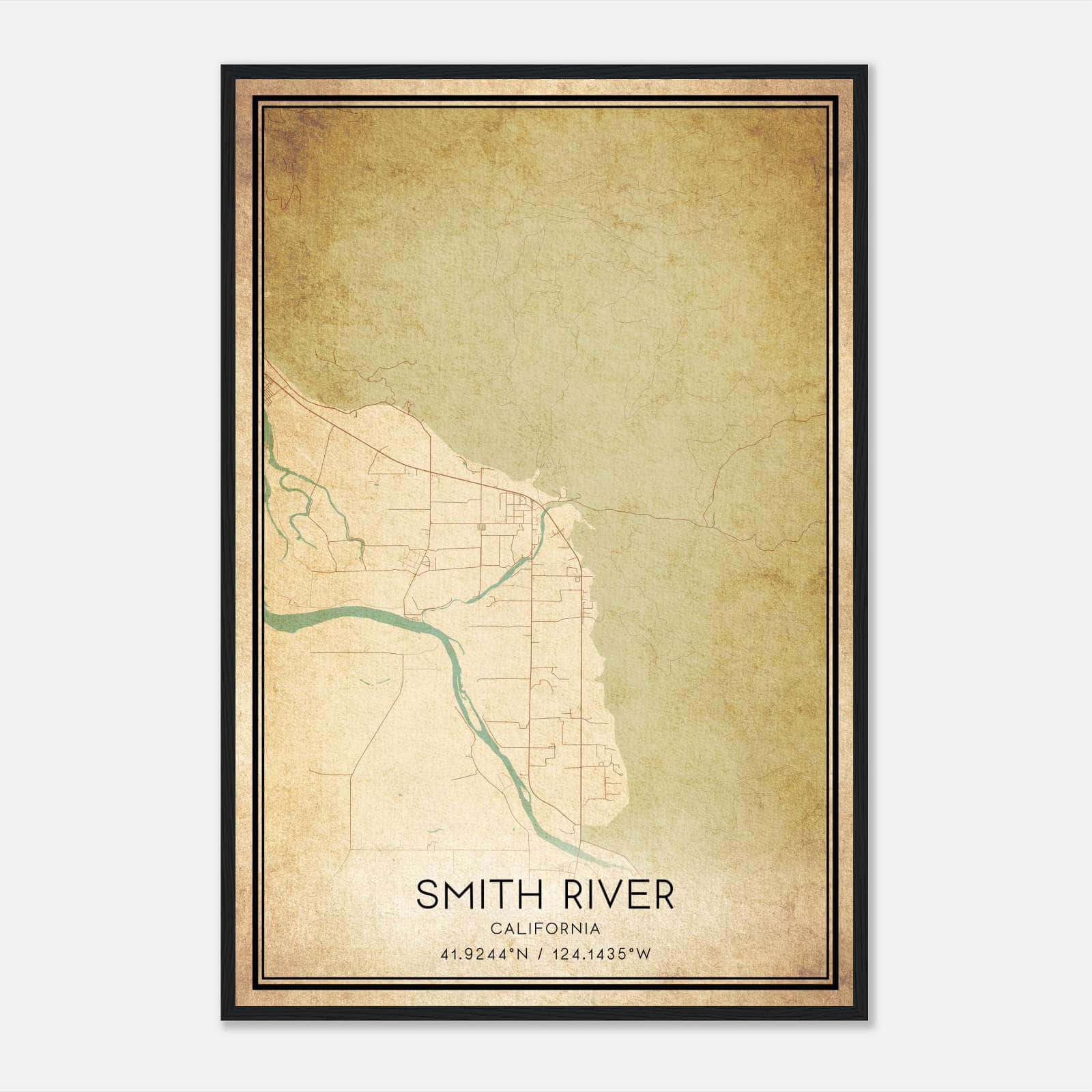 Vintage Smith River California Map Poster, Smith River CA City Road Wall Art Print Vintage Smith River California Map Poster, Smith River CA City Road Wall Art Print