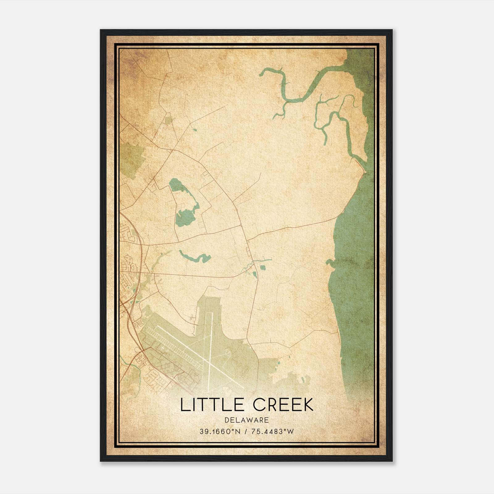Vintage Little Creek Delaware Map Poster, Little Creek DE City Road Wall Art Print Vintage Little Creek Delaware Map Poster, Little Creek DE City Road Wall Art Print
