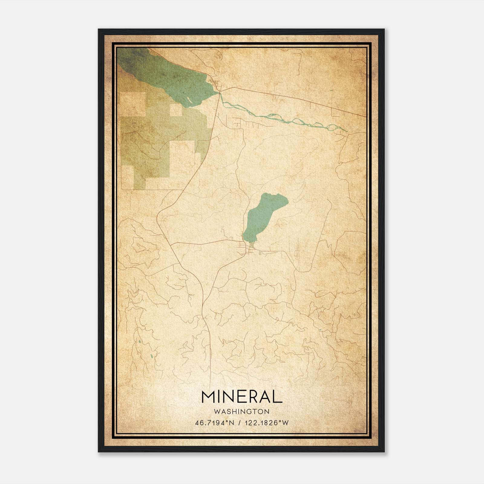 Vintage Mineral Washington Map Poster, Mineral WA City Road Wall Art Print Vintage Mineral Washington Map Poster, Mineral WA City Road Wall Art Print