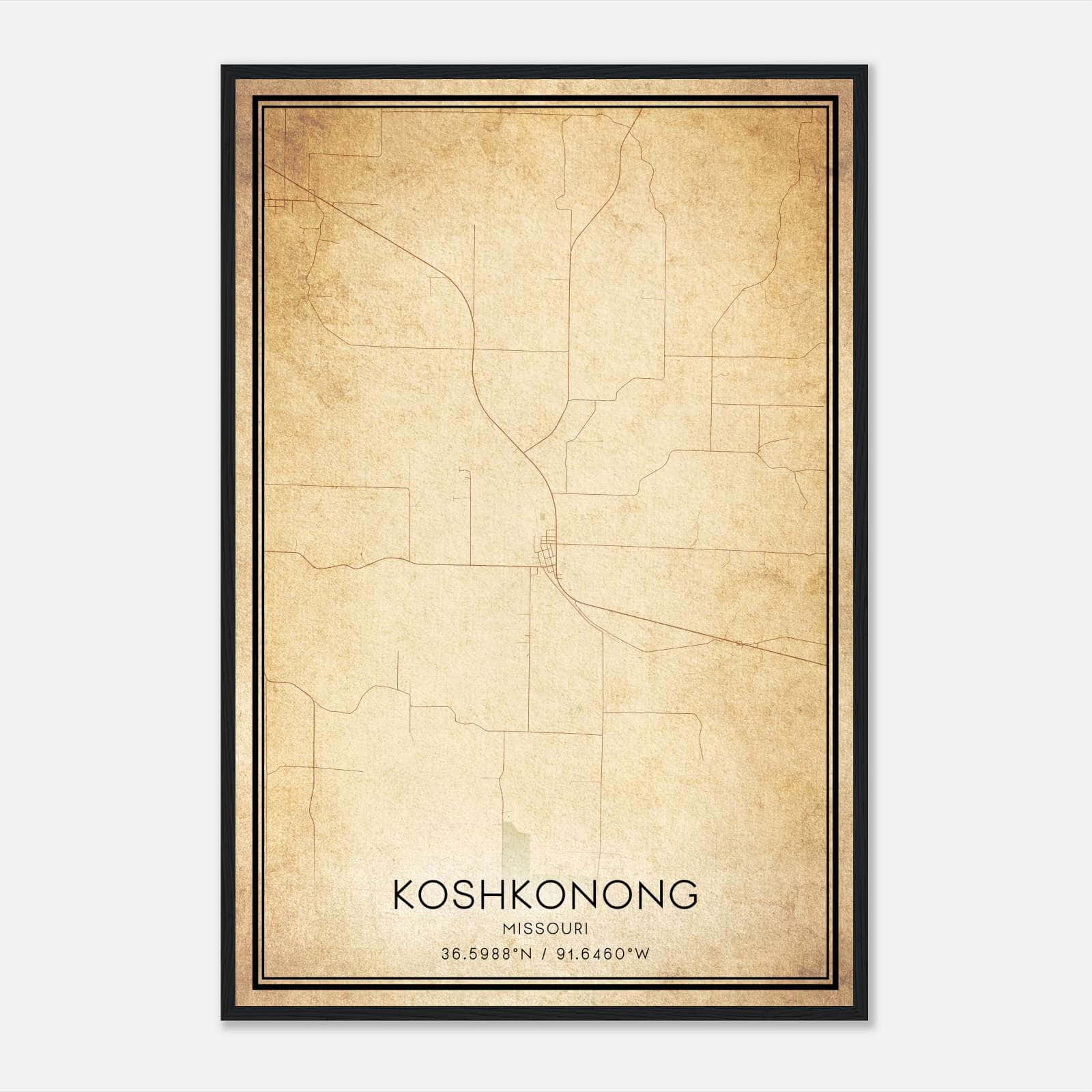 Vintage Koshkonong Missouri Map Poster, Koshkonong MO City Road Wall Art Print Vintage Koshkonong Missouri Map Poster, Koshkonong MO City Road Wall Art Print