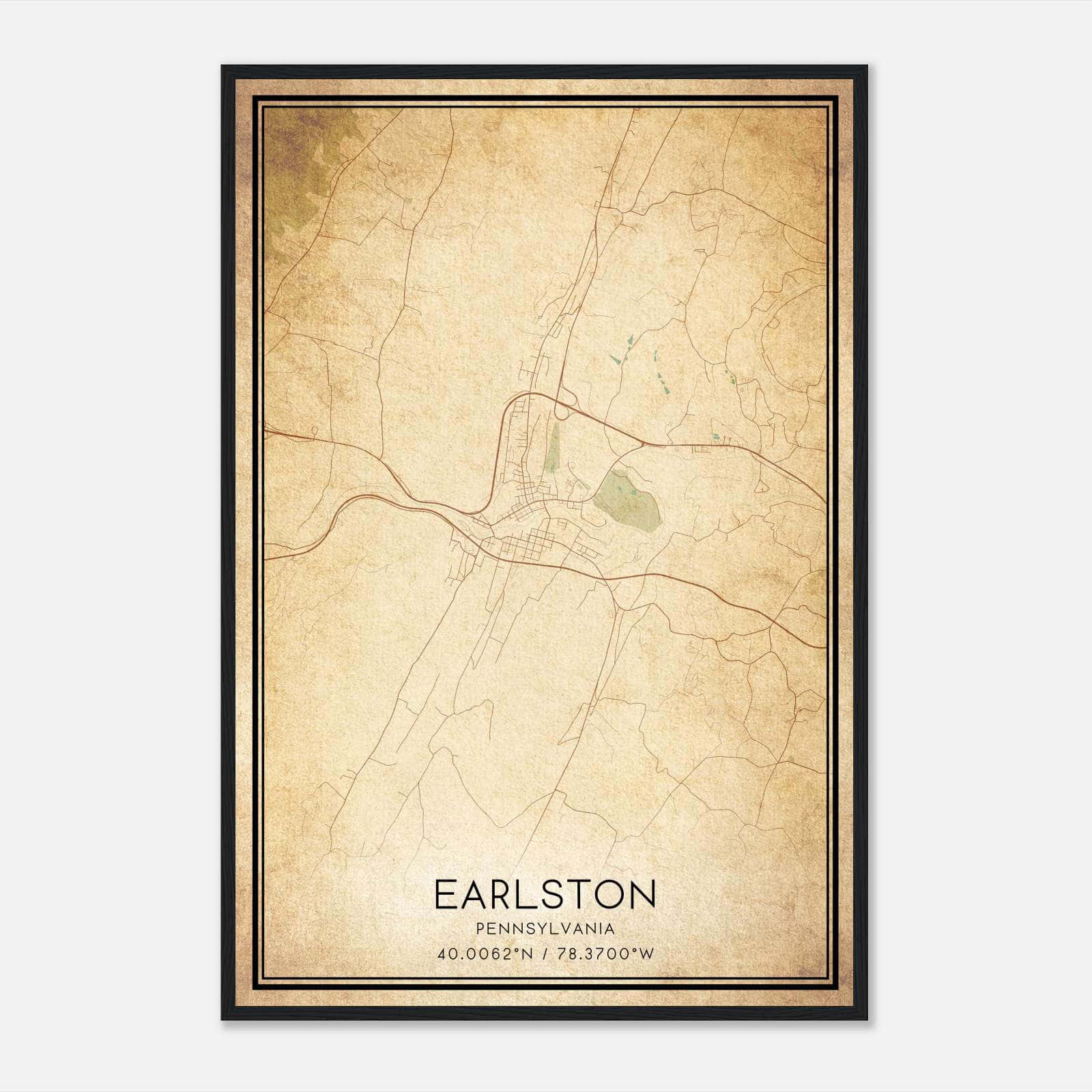 Vintage Earlston Pennsylvania Map Poster, Earlston PA City Road Wall Art Print Vintage Earlston Pennsylvania Map Poster, Earlston PA City Road Wall Art Print