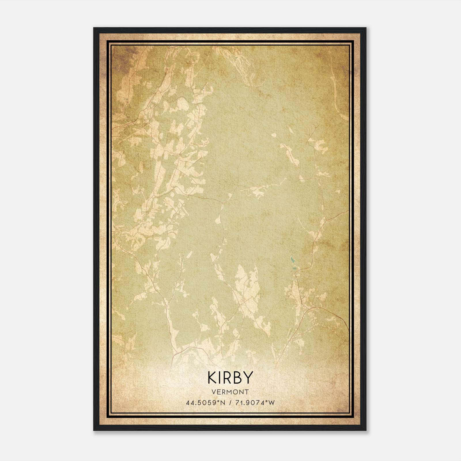 Vintage Kirby Vermont Map Poster, Kirby VT City Road Wall Art Print Vintage Kirby Vermont Map Poster, Kirby VT City Road Wall Art Print