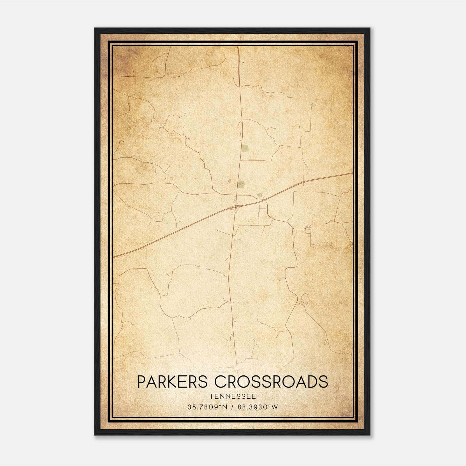 Vintage Parkers Crossroads Tennessee Map Poster, Parkers Crossroads TN City Road Wall Art Print Vintage Parkers Crossroads Tennessee Map Poster, Parkers Crossroads TN City Road Wall Art Print