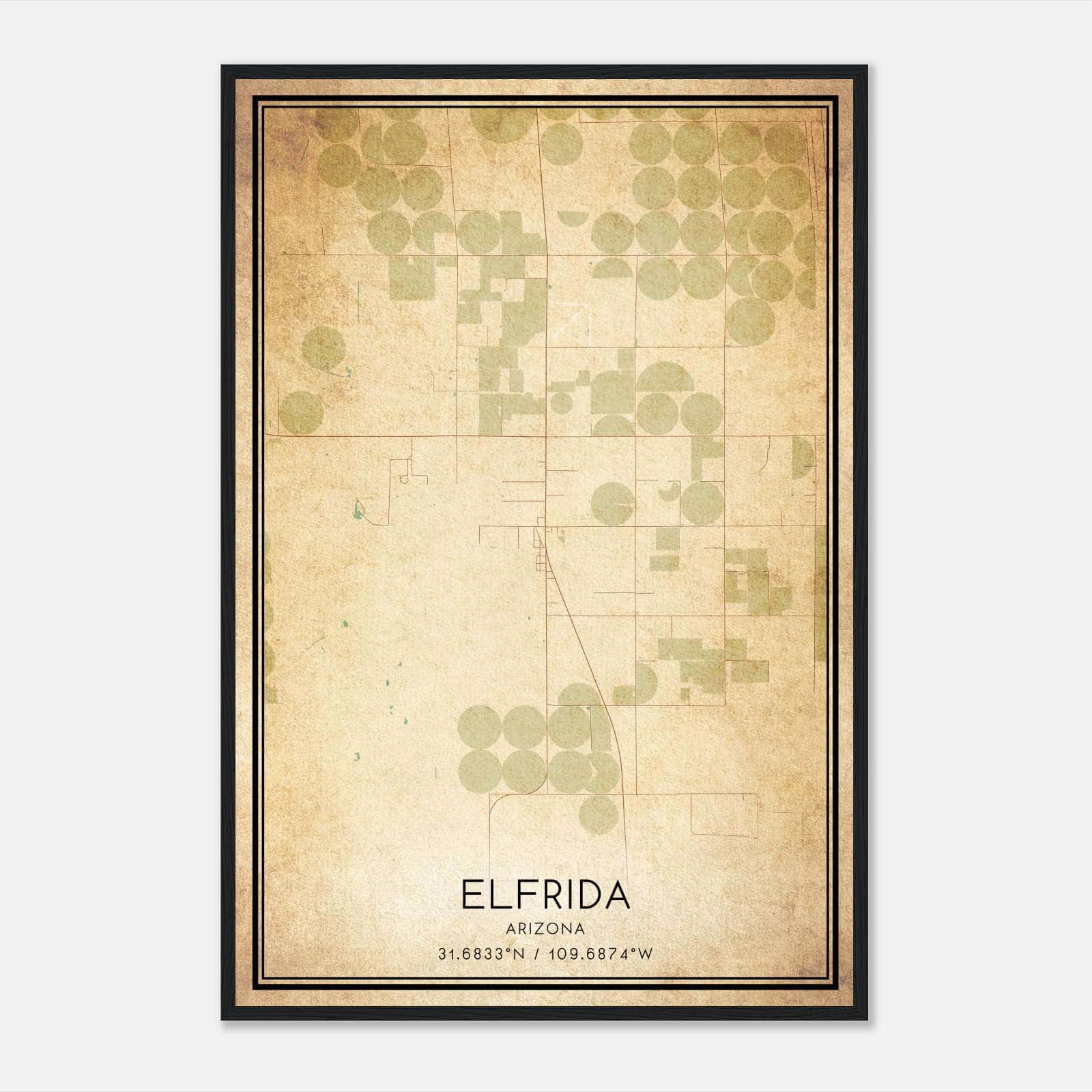 Vintage Elfrida Arizona Map Poster, Elfrida AZ City Road Wall Art Print Vintage Elfrida Arizona Map Poster, Elfrida AZ City Road Wall Art Print