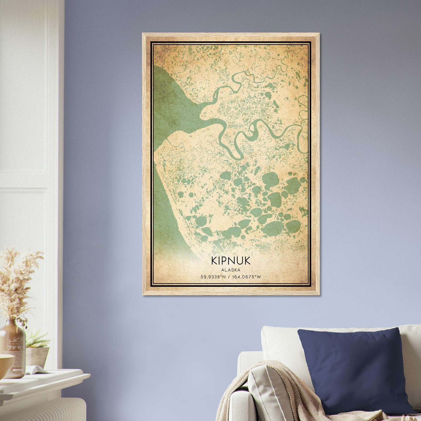 Vintage Kipnuk Alaska Map Poster, Kipnuk AK City Road Wall Art Print