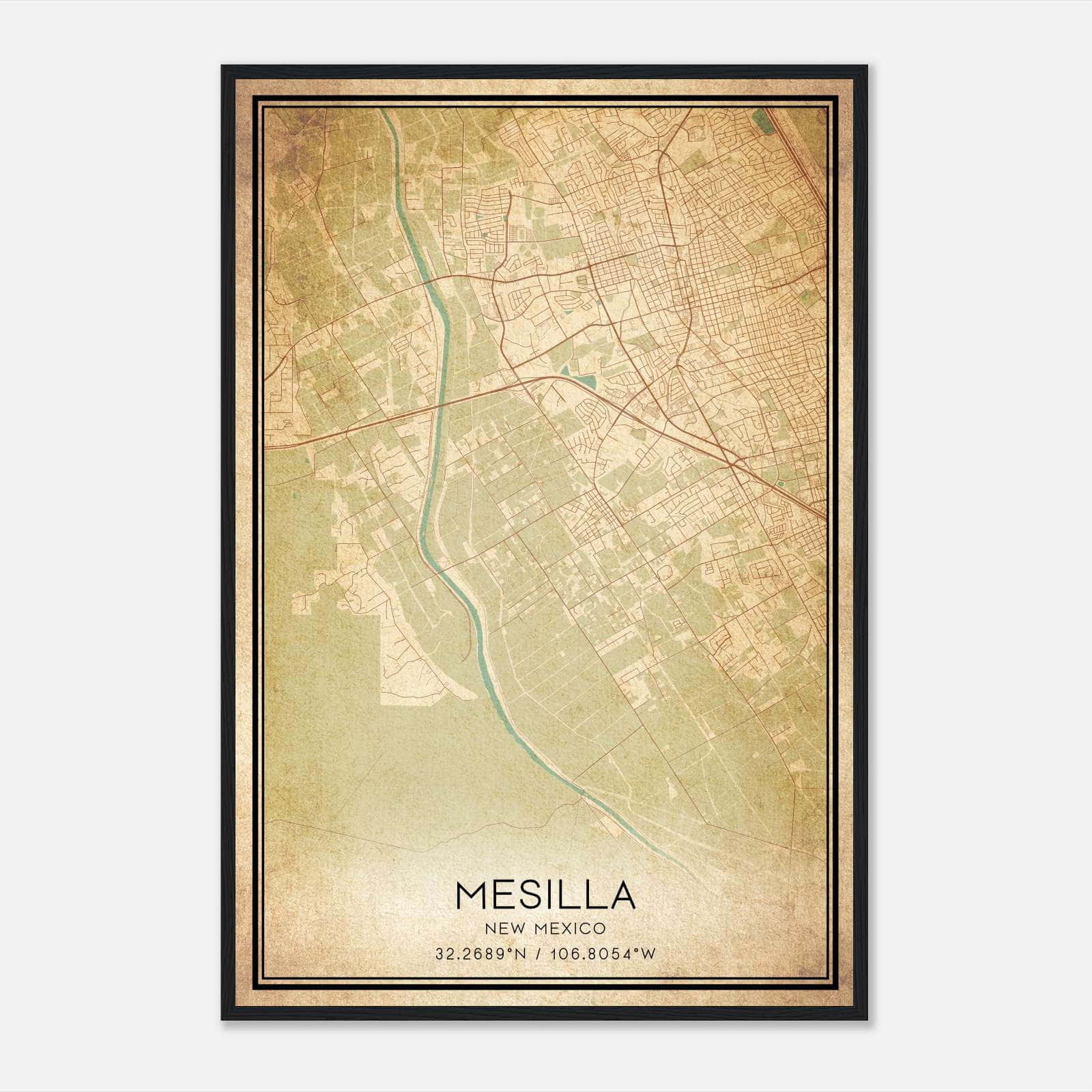 Vintage Mesilla New Mexico Map Poster, Mesilla NM City Road Wall Art Print Vintage Mesilla New Mexico Map Poster, Mesilla NM City Road Wall Art Print