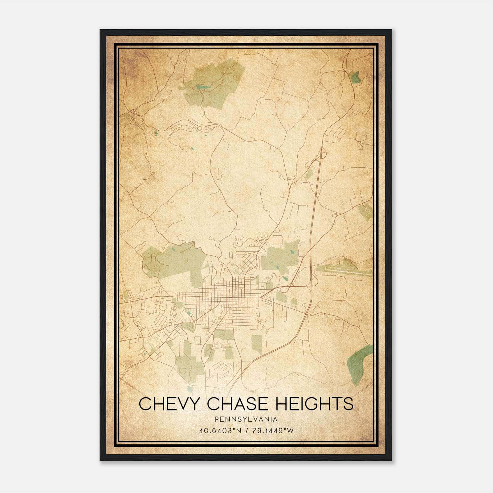 Vintage Chevy Chase Heights Pennsylvania Map Poster, Chevy Chase Heights PA City Road Wall Art Print Vintage Chevy Chase Heights Pennsylvania Map Poster, Chevy Chase Heights PA City Road Wall Art Print