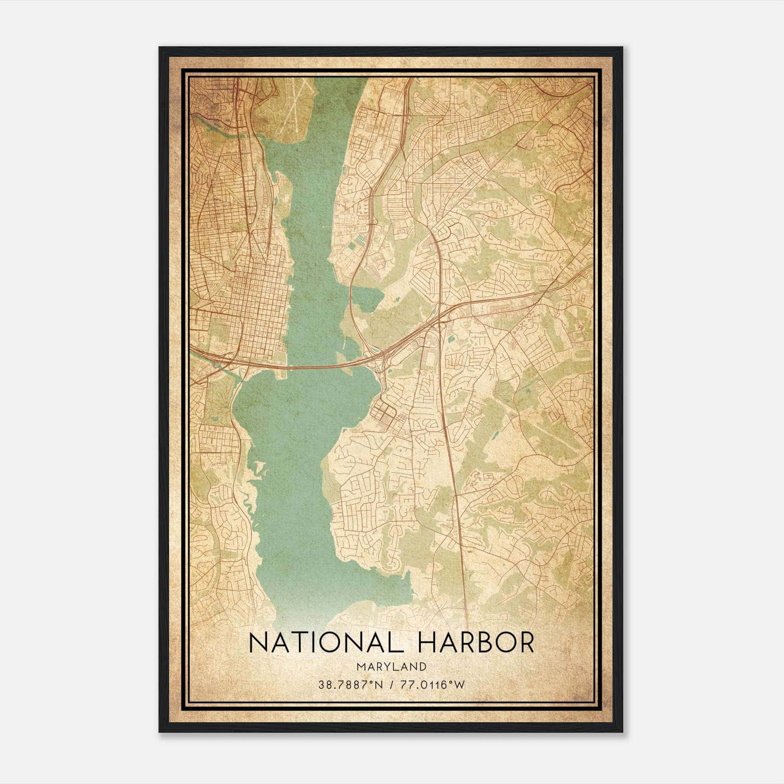 Vintage National Harbor Maryland Map Poster, National Harbor MD City Road Wall Art Print Vintage National Harbor Maryland Map Poster, National Harbor MD City Road Wall Art Print