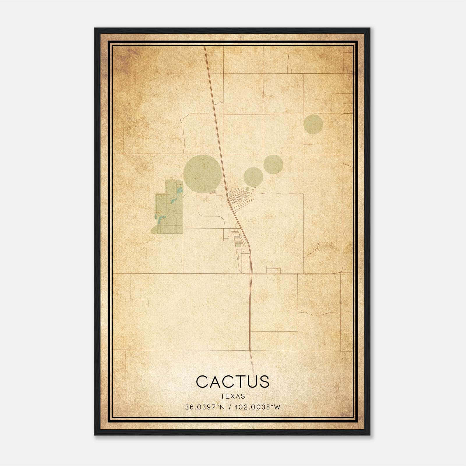 Vintage Cactus Texas Map Poster, Cactus TX City Road Wall Art Print Vintage Cactus Texas Map Poster, Cactus TX City Road Wall Art Print