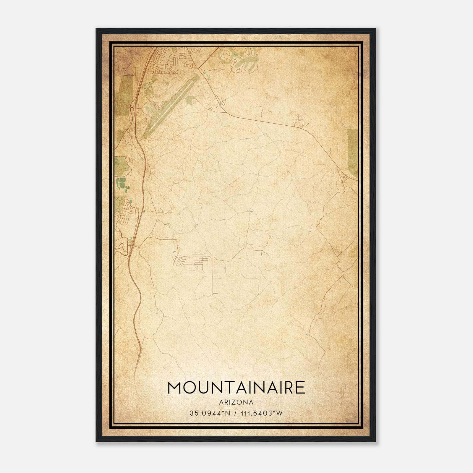 Vintage Mountainaire Arizona Map Poster, Mountainaire AZ City Road Wall Art Print Vintage Mountainaire Arizona Map Poster, Mountainaire AZ City Road Wall Art Print