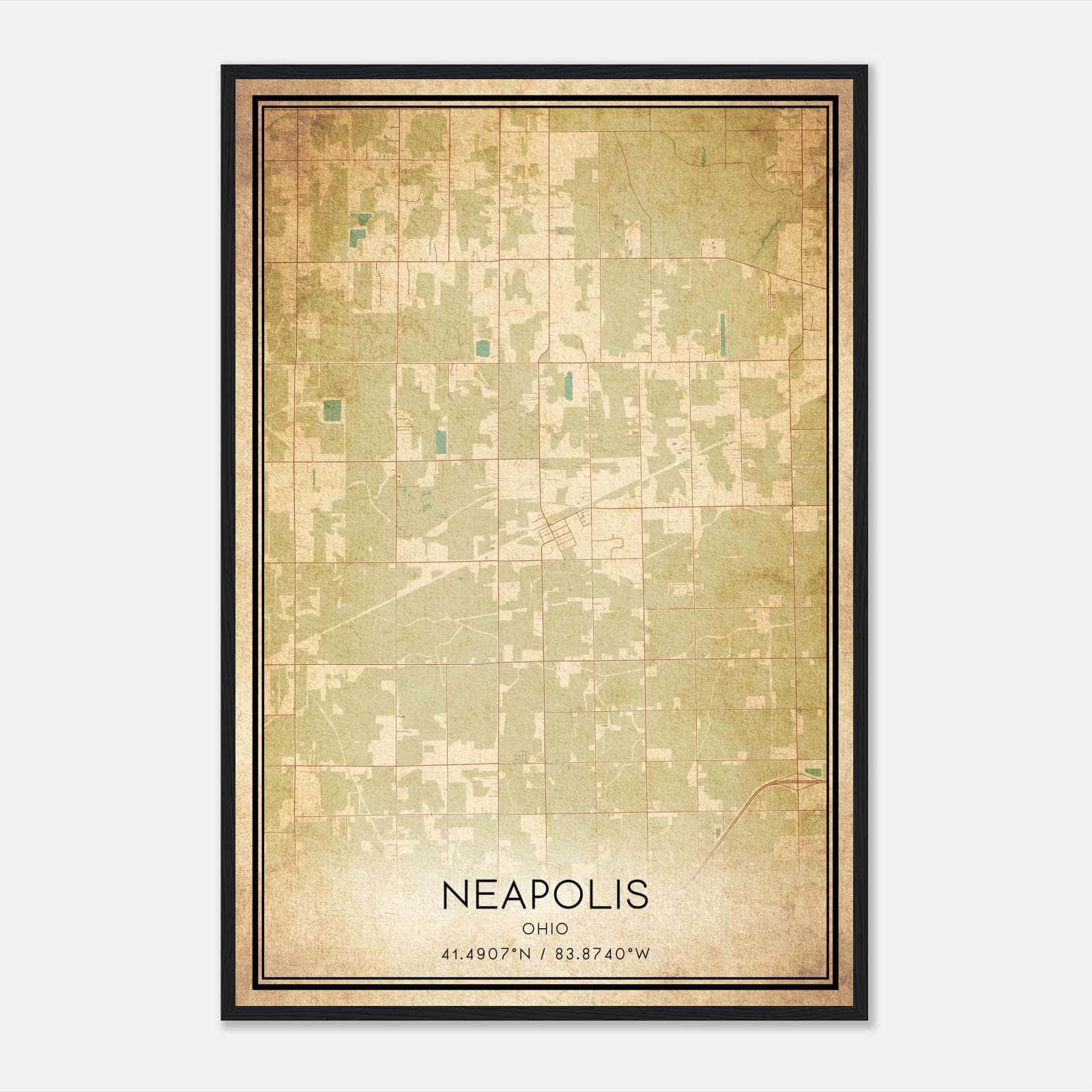 Vintage Neapolis Ohio Map Poster, Neapolis OH City Road Wall Art Print Vintage Neapolis Ohio Map Poster, Neapolis OH City Road Wall Art Print