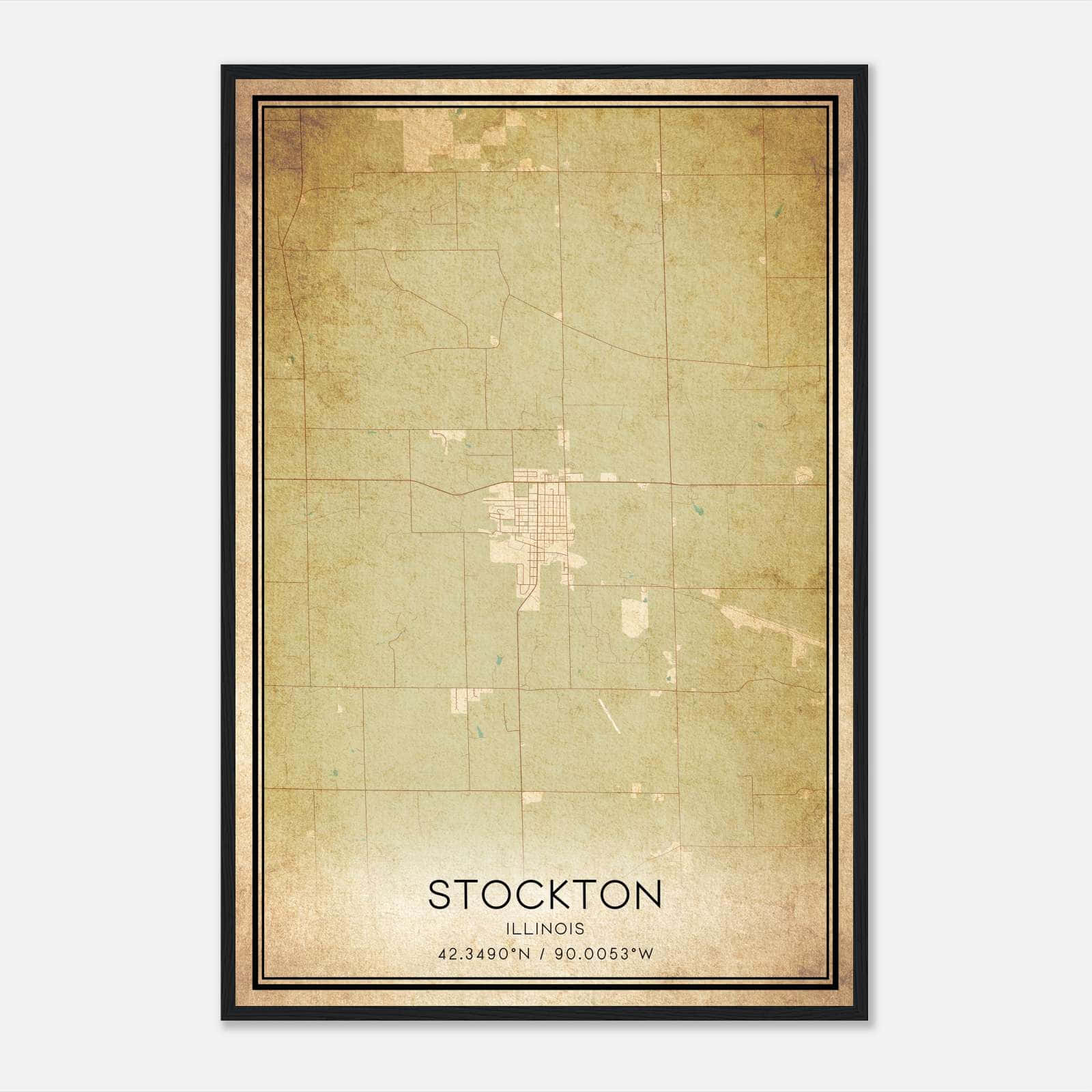 Vintage Stockton Illinois Map Poster, Stockton IL City Road Wall Art Print Vintage Stockton Illinois Map Poster, Stockton IL City Road Wall Art Print