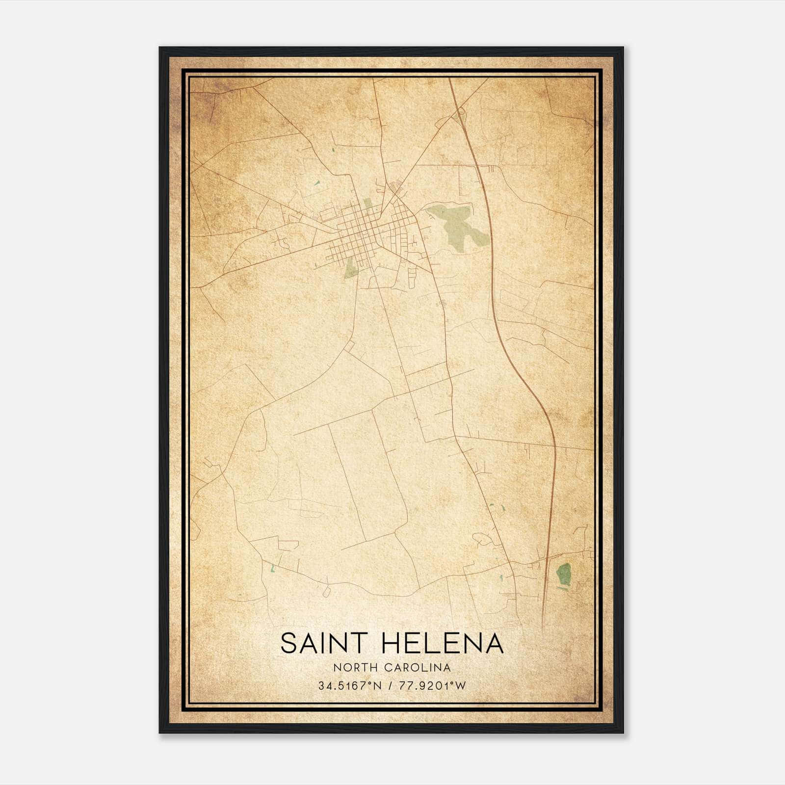 Vintage Saint Helena North Carolina Map Poster, Saint Helena NC City Road Wall Art Print Vintage Saint Helena North Carolina Map Poster, Saint Helena NC City Road Wall Art Print