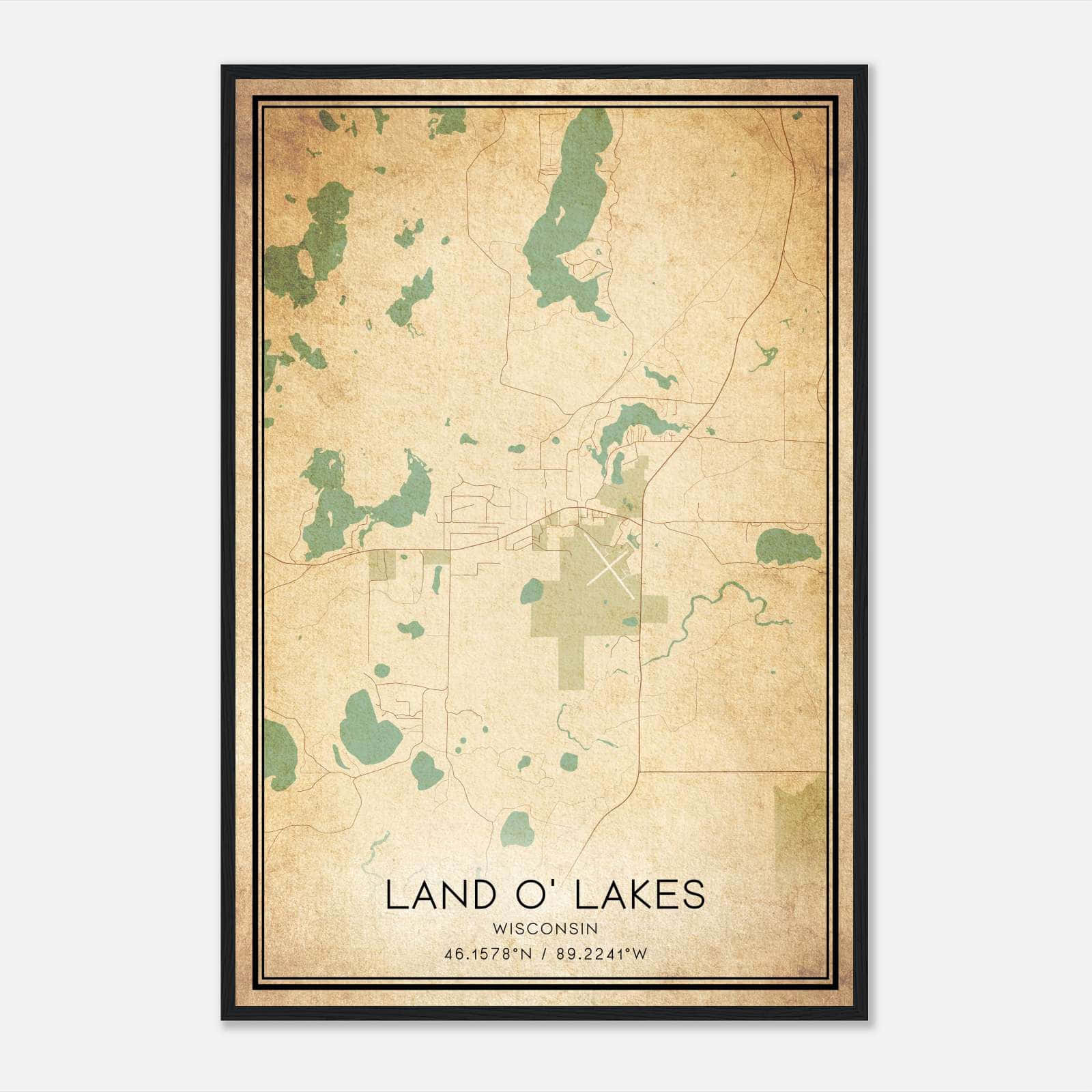 Vintage Land O’ Lakes Wisconsin Map Poster, Land O’ Lakes WI City Road Wall Art Print Vintage Land O’ Lakes Wisconsin Map Poster, Land O’ Lakes WI City Road Wall Art Print