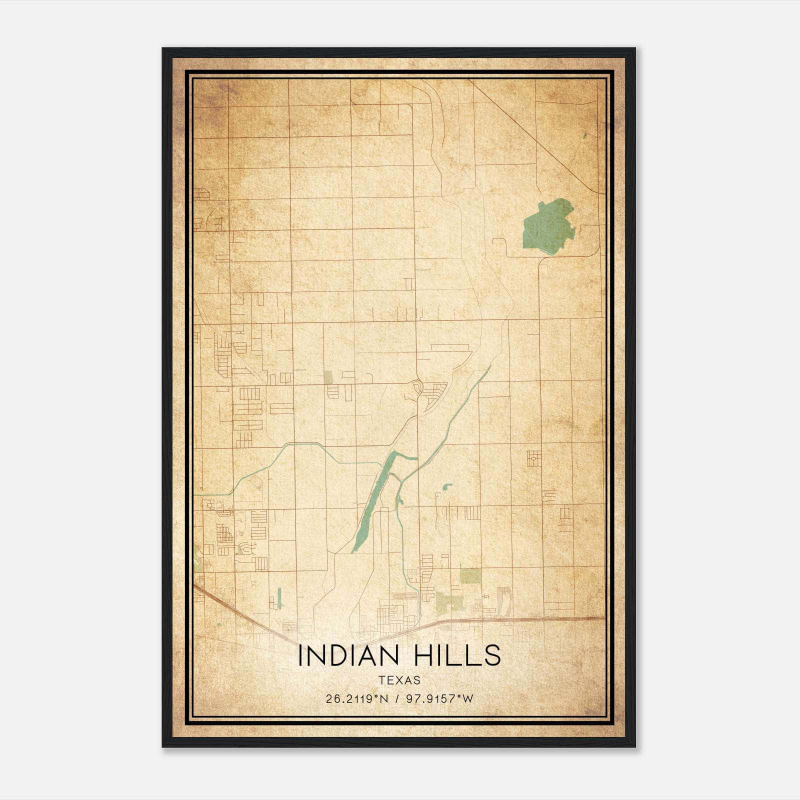 Vintage Indian Hills Texas Map Poster, Indian Hills TX City Road Wall Art Print Vintage Indian Hills Texas Map Poster, Indian Hills TX City Road Wall Art Print