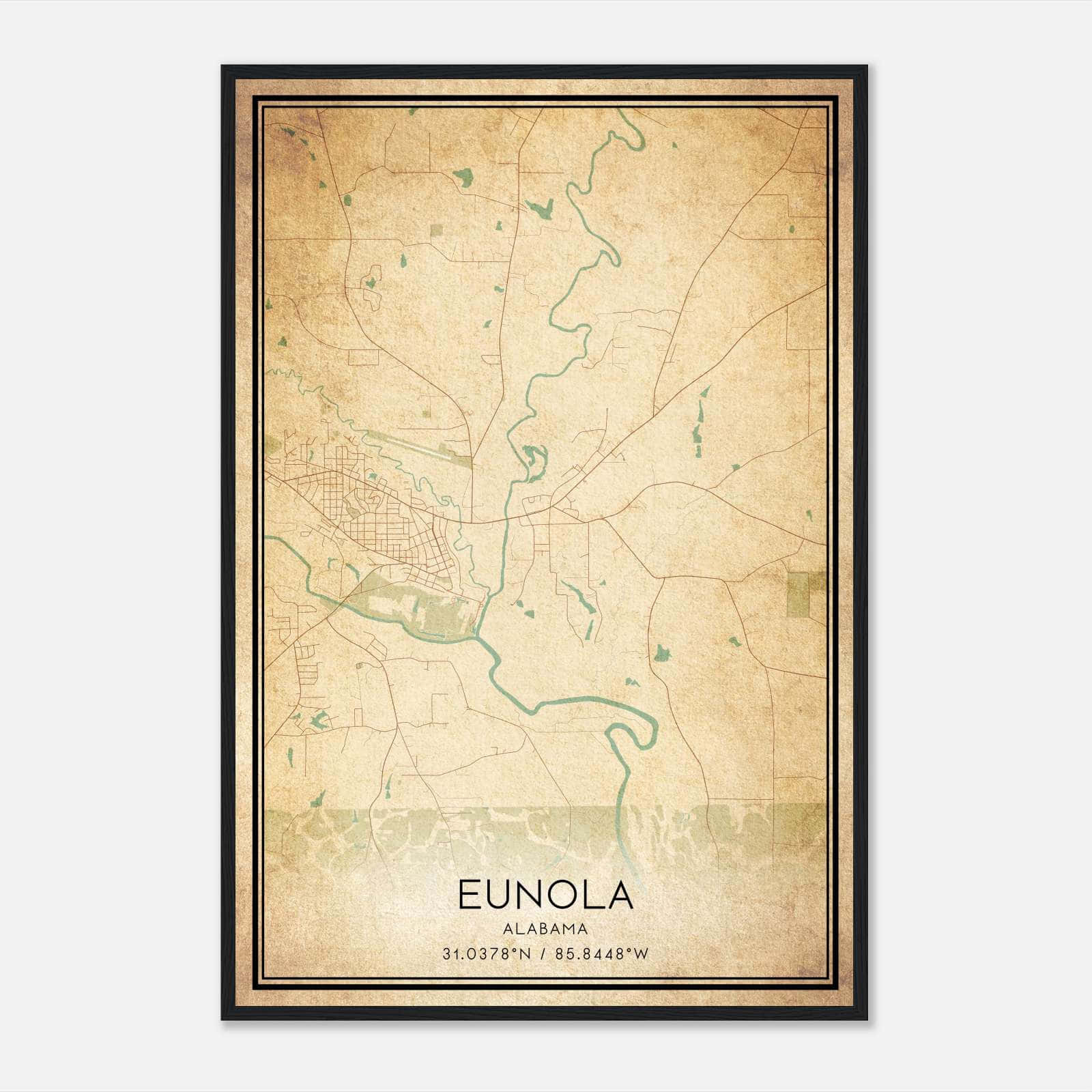 Vintage Eunola Alabama Map Poster, Eunola AL City Road Wall Art Print Vintage Eunola Alabama Map Poster, Eunola AL City Road Wall Art Print
