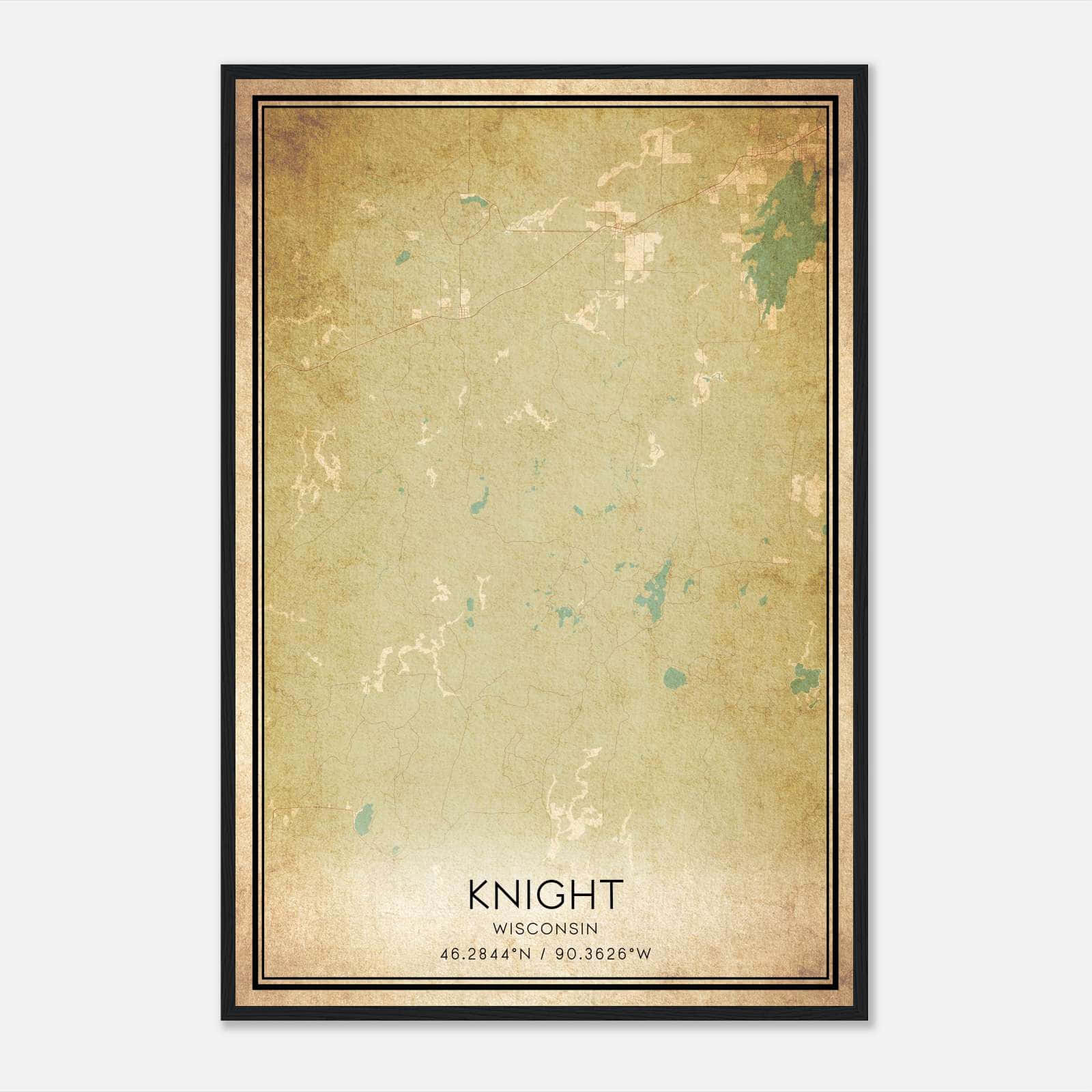 Vintage Knight Wisconsin Map Poster, Knight WI City Road Wall Art Print Vintage Knight Wisconsin Map Poster, Knight WI City Road Wall Art Print