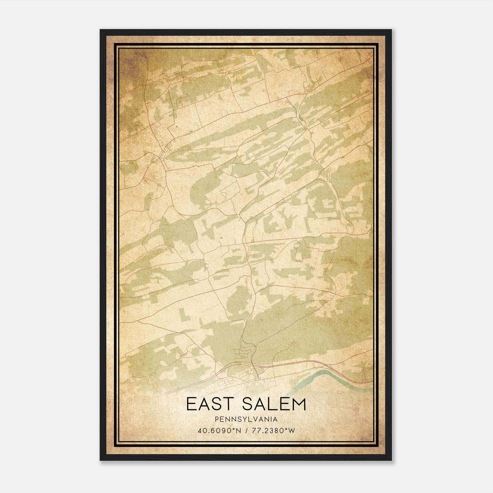 Vintage East Salem Pennsylvania Map Poster, East Salem PA City Road Wall Art Print Vintage East Salem Pennsylvania Map Poster, East Salem PA City Road Wall Art Print