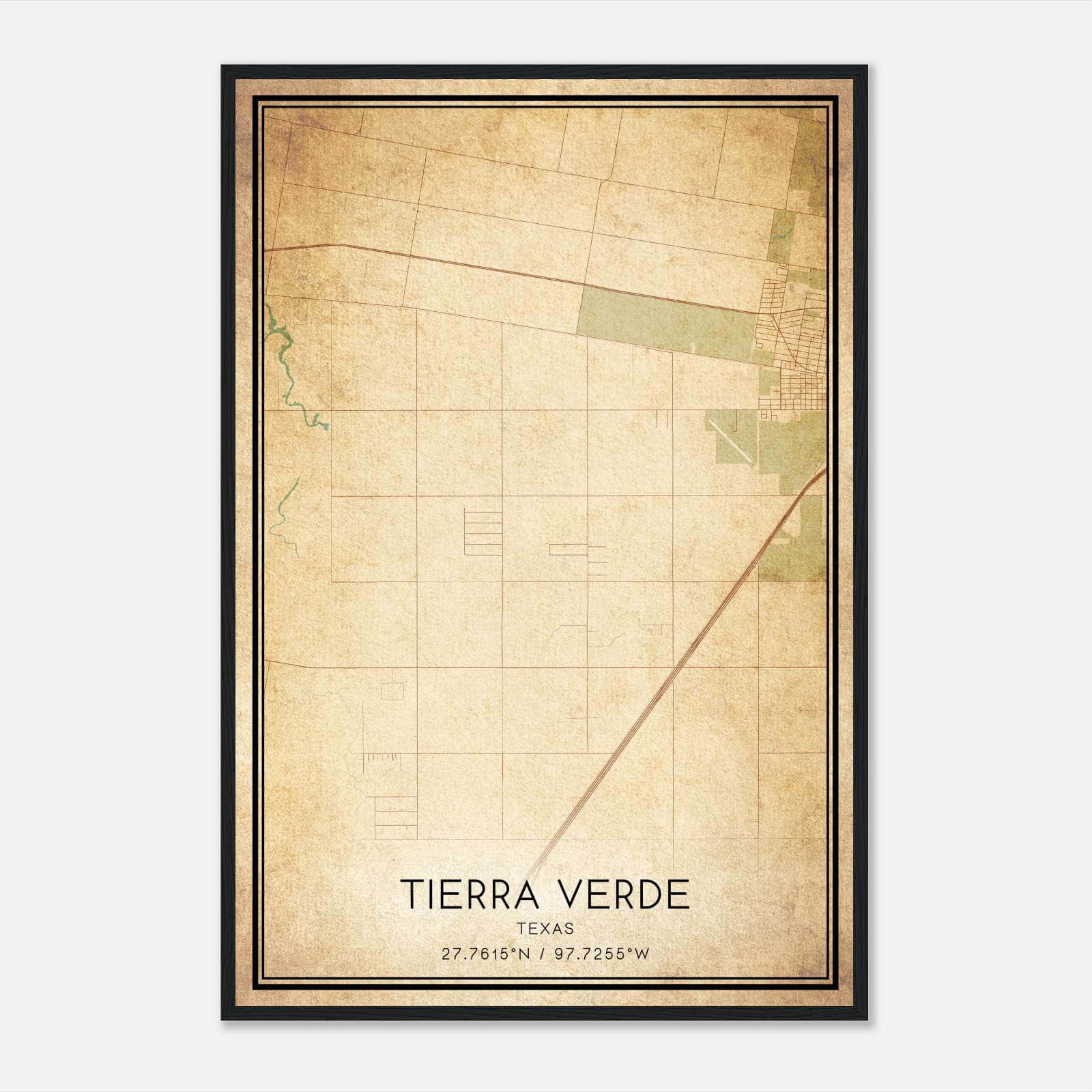 Vintage Tierra Verde Texas Map Poster, Tierra Verde TX City Road Wall Art Print Vintage Tierra Verde Texas Map Poster, Tierra Verde TX City Road Wall Art Print