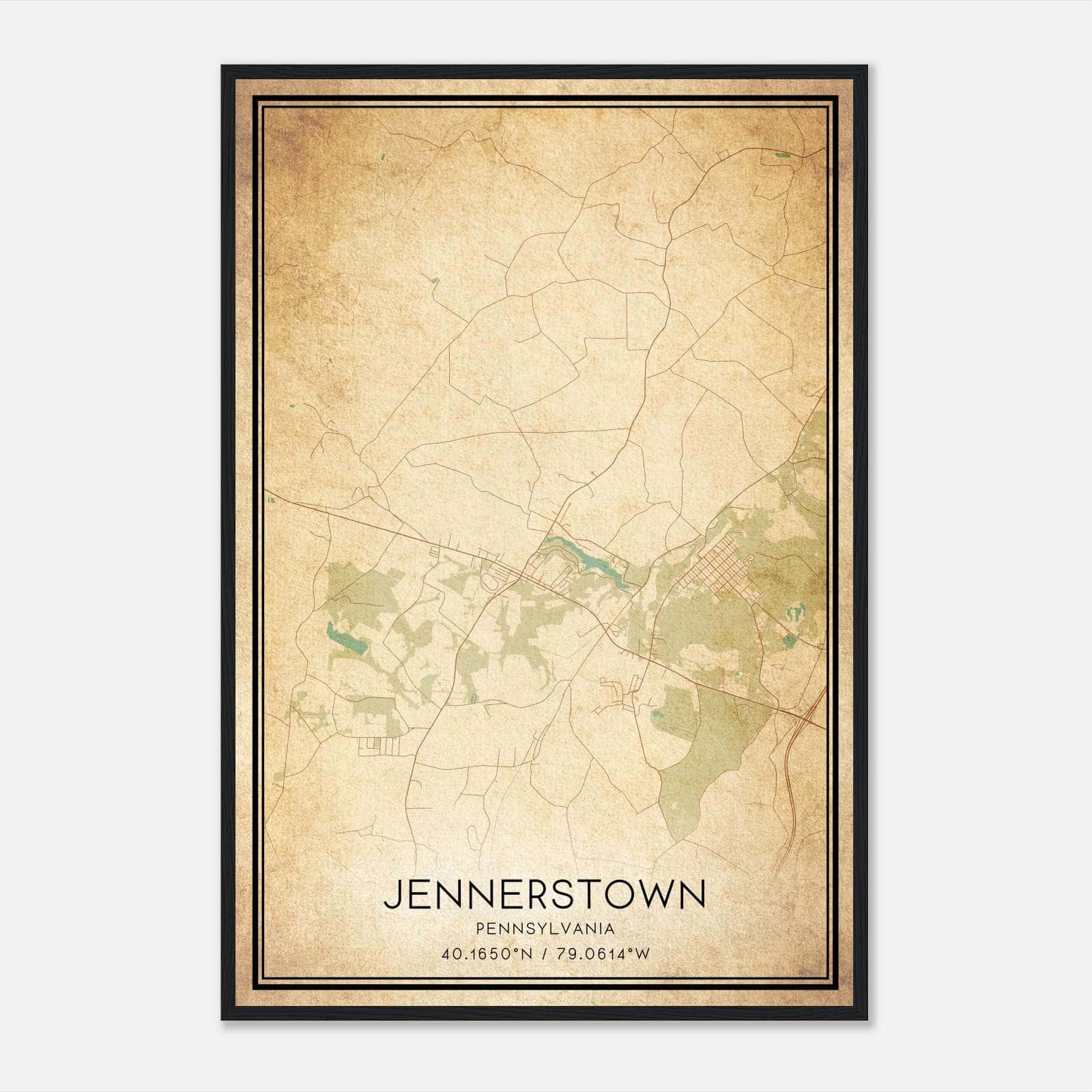 Vintage Jennerstown Pennsylvania Map Poster, Jennerstown PA City Road Wall Art Print Vintage Jennerstown Pennsylvania Map Poster, Jennerstown PA City Road Wall Art Print