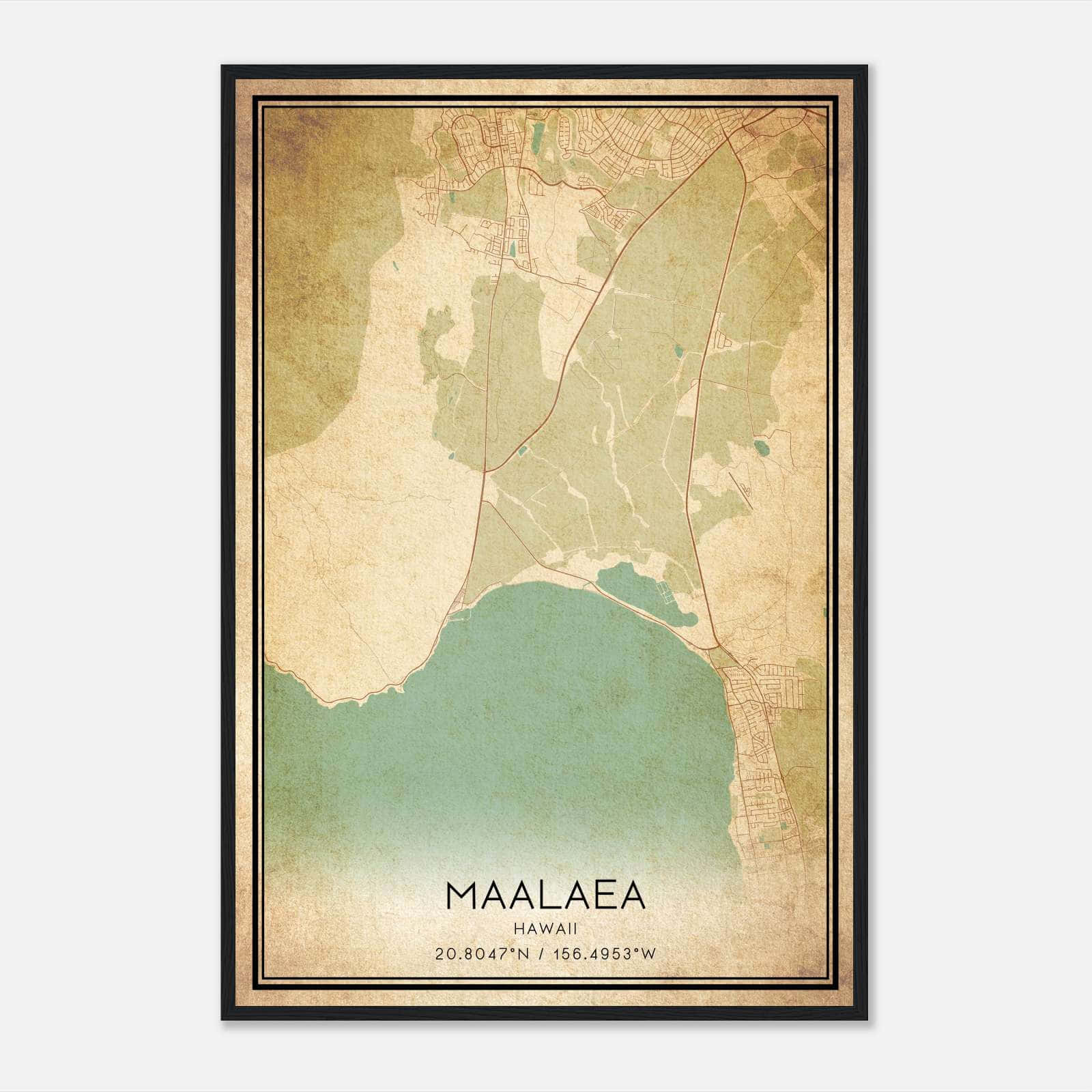 Vintage Maalaea Hawaii Map Poster, Maalaea HI City Road Wall Art Print Vintage Maalaea Hawaii Map Poster, Maalaea HI City Road Wall Art Print
