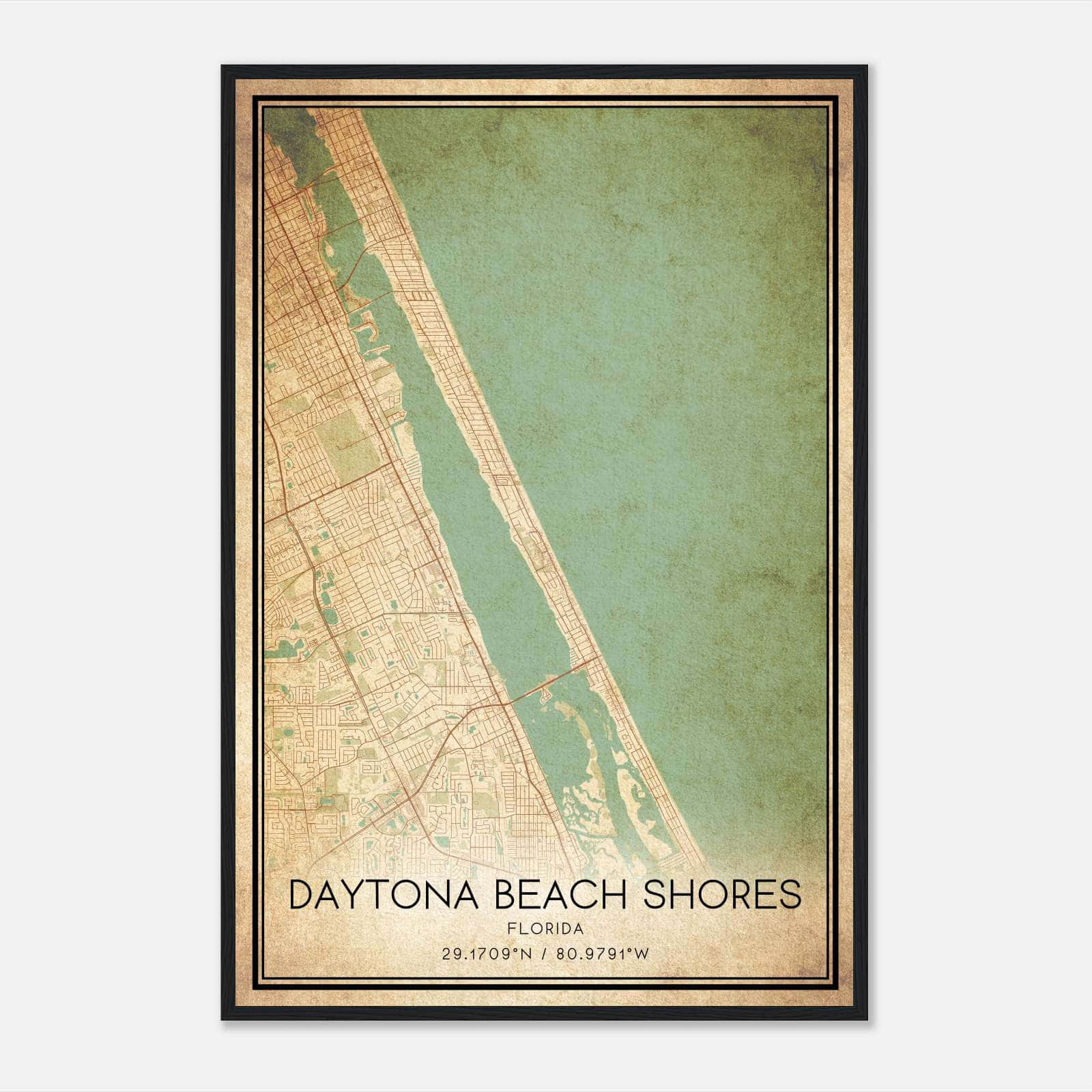 Vintage Daytona Beach Shores Florida Map Poster, Daytona Beach Shores FL City Road Wall Art Print Vintage Daytona Beach Shores Florida Map Poster, Daytona Beach Shores FL City Road Wall Art Print