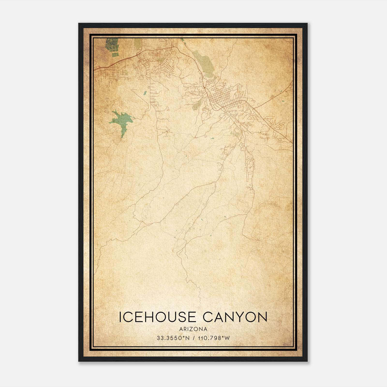 Vintage Icehouse Canyon Arizona Map Poster, Icehouse Canyon AZ City Road Wall Art Print Vintage Icehouse Canyon Arizona Map Poster, Icehouse Canyon AZ City Road Wall Art Print