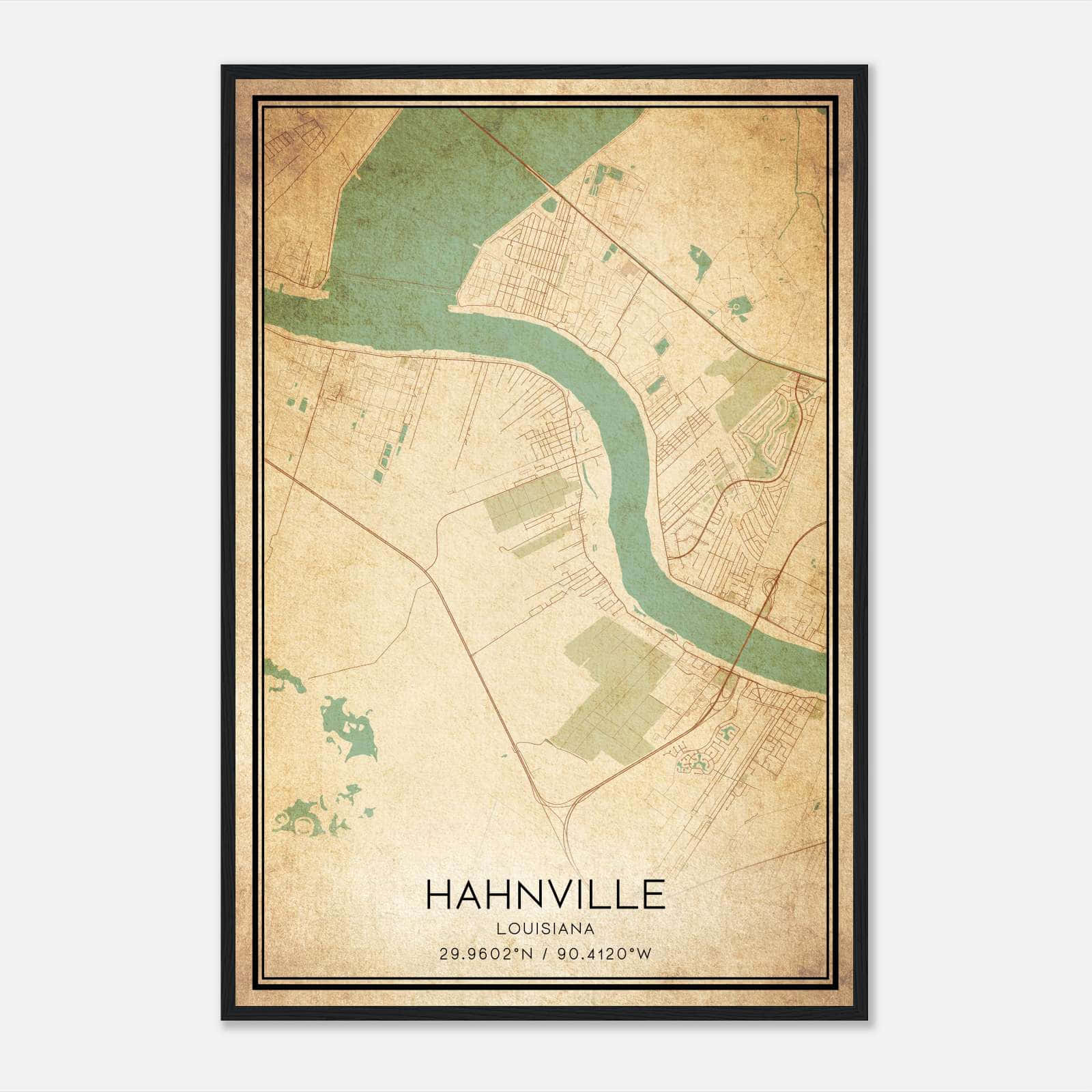 Vintage Hahnville Louisiana Map Poster, Hahnville LA City Road Wall Art Print Vintage Hahnville Louisiana Map Poster, Hahnville LA City Road Wall Art Print