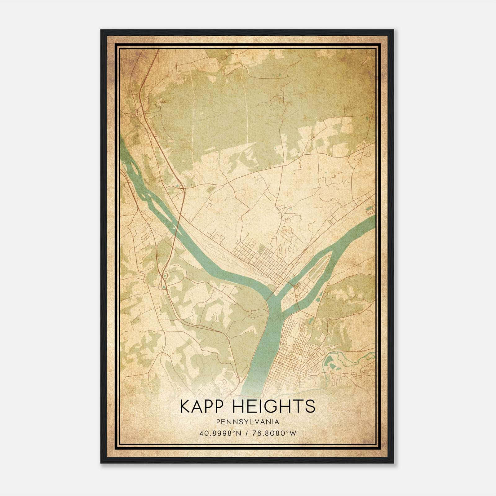 Vintage Kapp Heights Pennsylvania Map Poster, Kapp Heights PA City Road Wall Art Print Vintage Kapp Heights Pennsylvania Map Poster, Kapp Heights PA City Road Wall Art Print