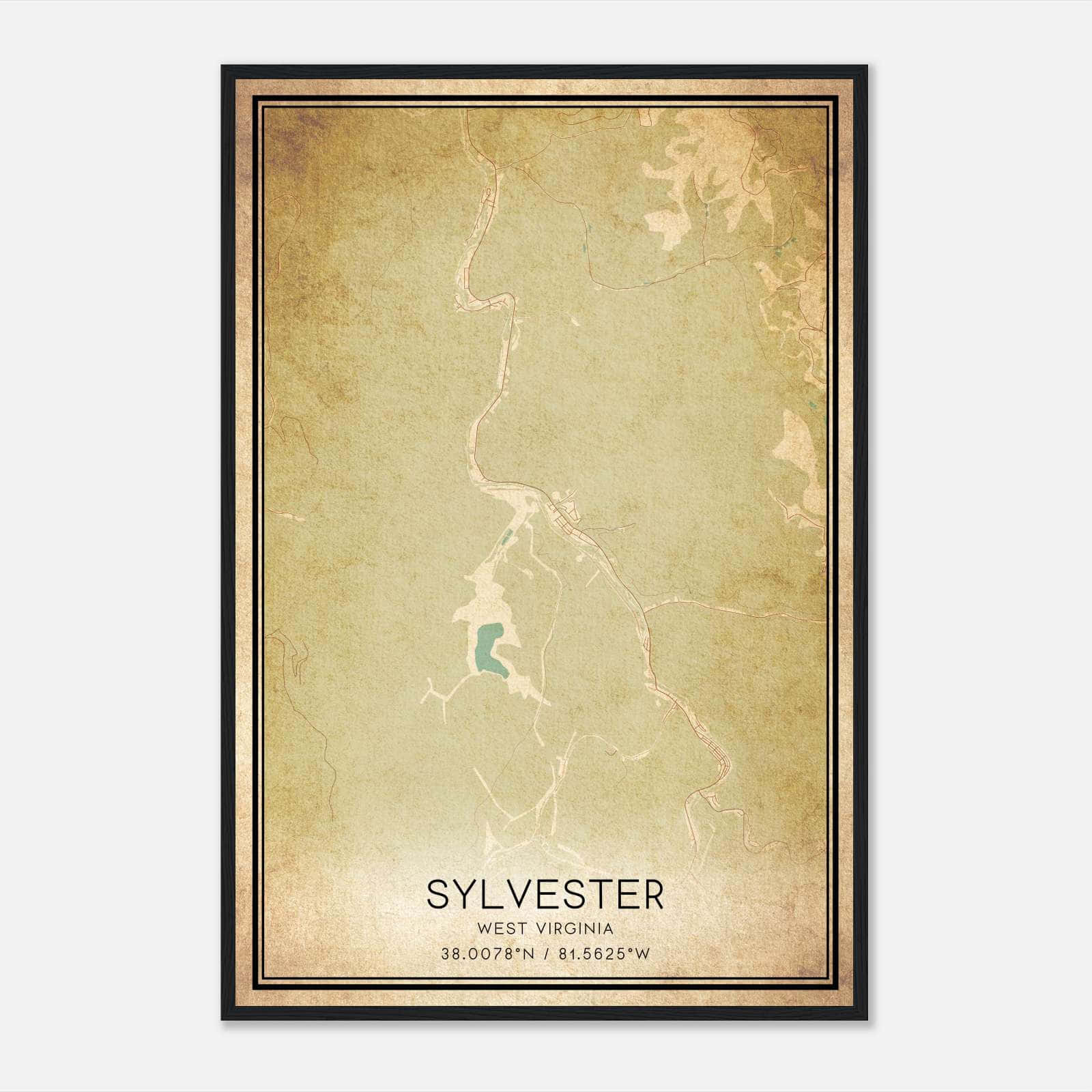 Vintage Sylvester West Virginia Map Poster, Sylvester WV City Road Wall Art Print Vintage Sylvester West Virginia Map Poster, Sylvester WV City Road Wall Art Print
