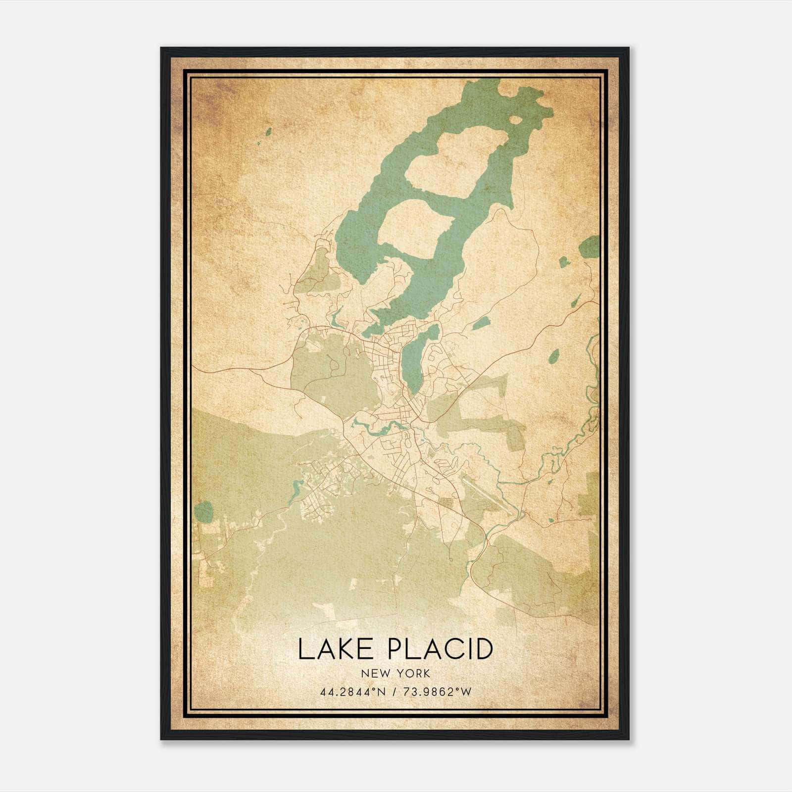 Vintage Lake Placid New York Map Poster, Lake Placid NY City Road Wall Art Print Vintage Lake Placid New York Map Poster, Lake Placid NY City Road Wall Art Print