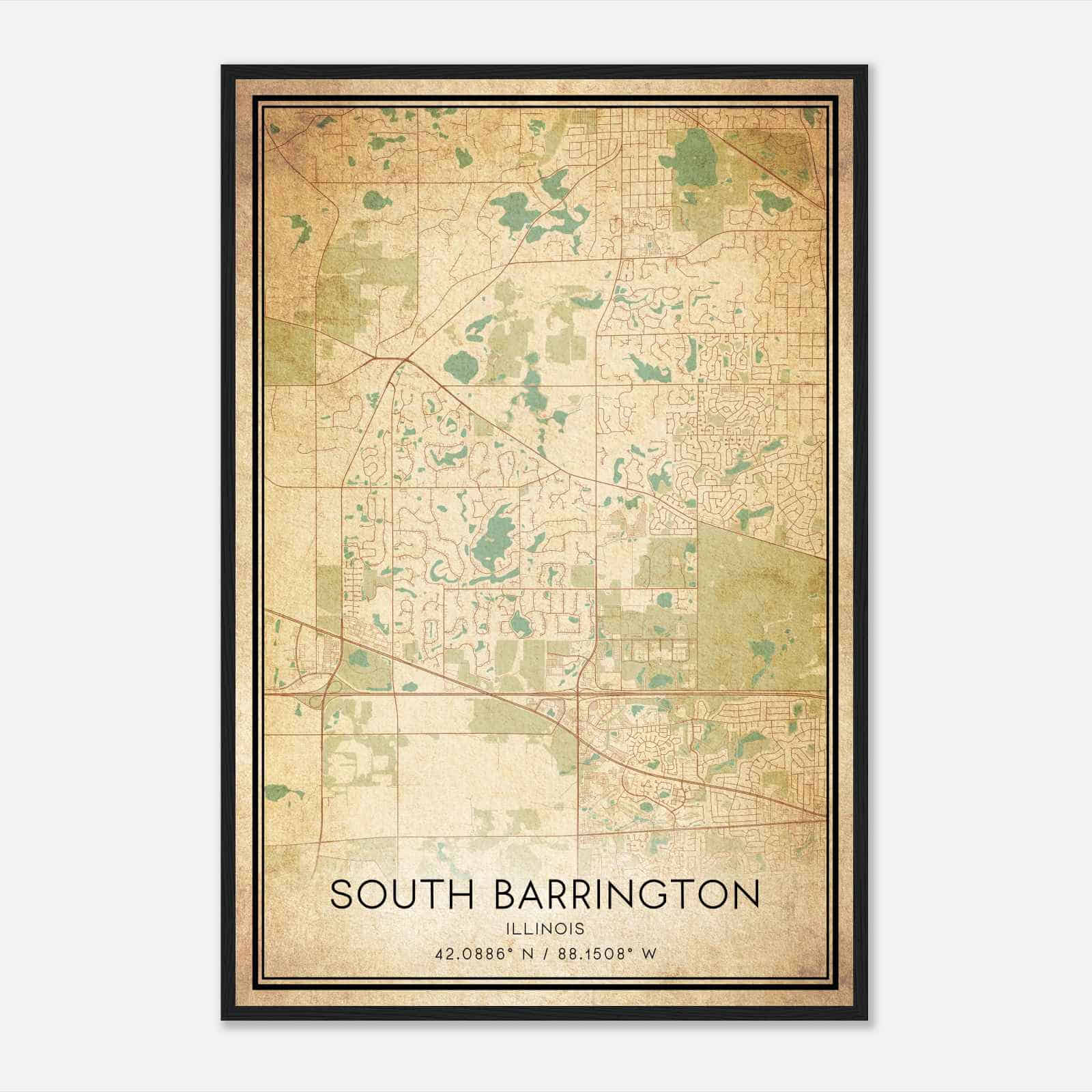 Vintage South Barrington Illinois Map Poster, South Barrington IL City Road Wall Art Print Vintage South Barrington Illinois Map Poster, South Barrington IL City Road Wall Art Print