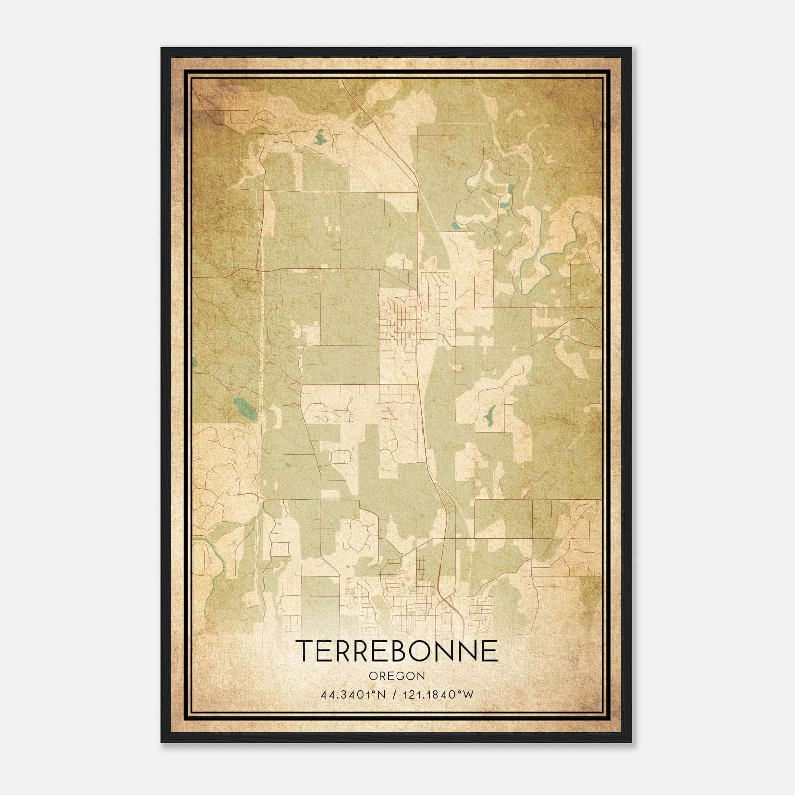 Vintage Terrebonne Oregon Map Poster, Terrebonne OR City Road Wall Art Print Vintage Terrebonne Oregon Map Poster, Terrebonne OR City Road Wall Art Print