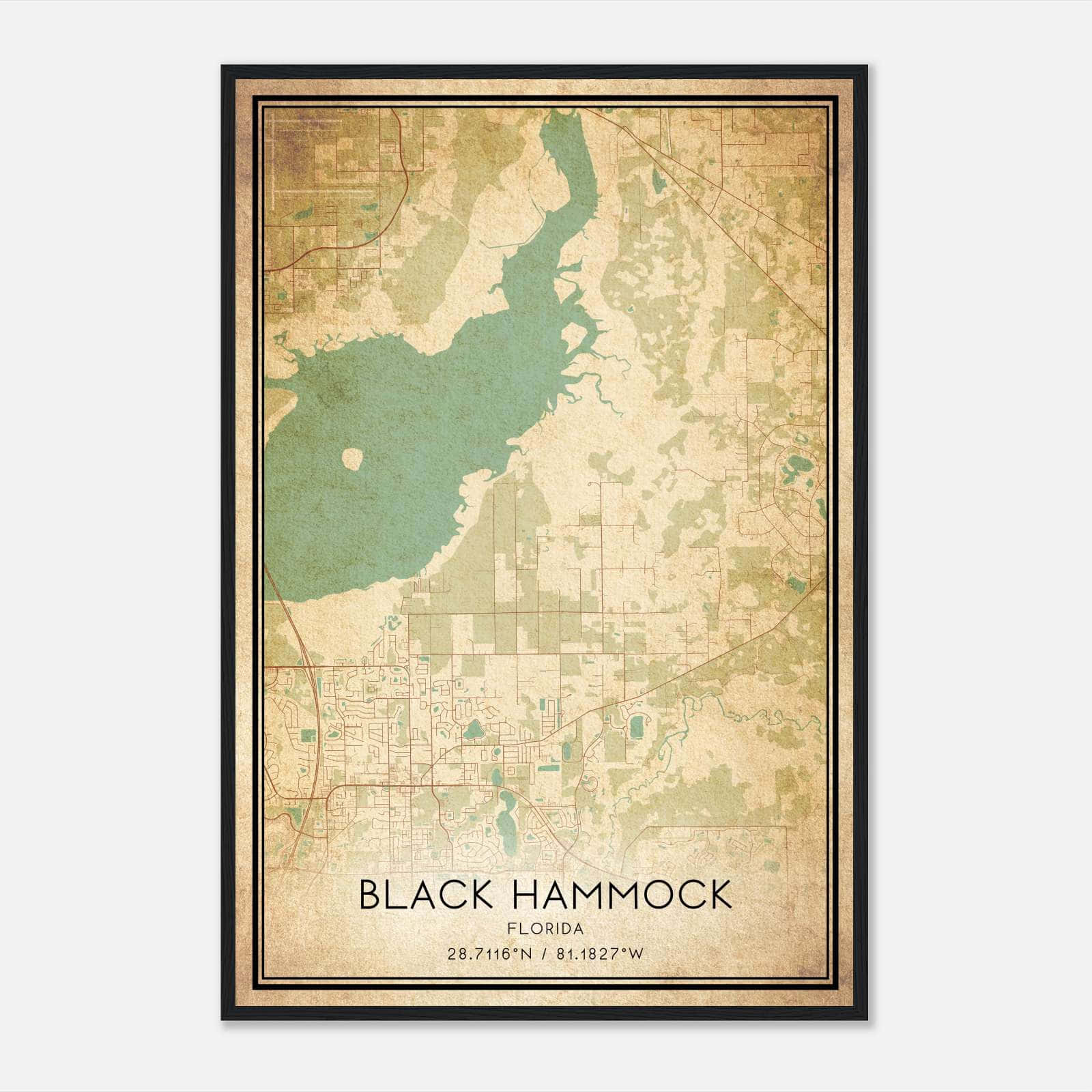Vintage Black Hammock Florida Map Poster, Black Hammock FL City Road Wall Art Print Vintage Black Hammock Florida Map Poster, Black Hammock FL City Road Wall Art Print