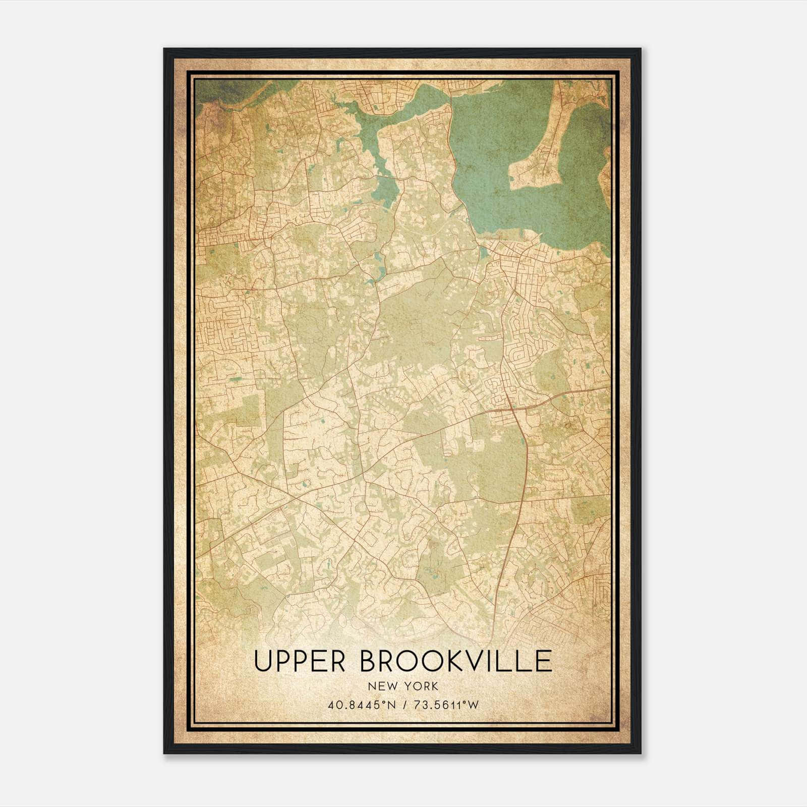 Vintage Upper Brookville New York Map Poster, Upper Brookville NY City Road Wall Art Print Vintage Upper Brookville New York Map Poster, Upper Brookville NY City Road Wall Art Print
