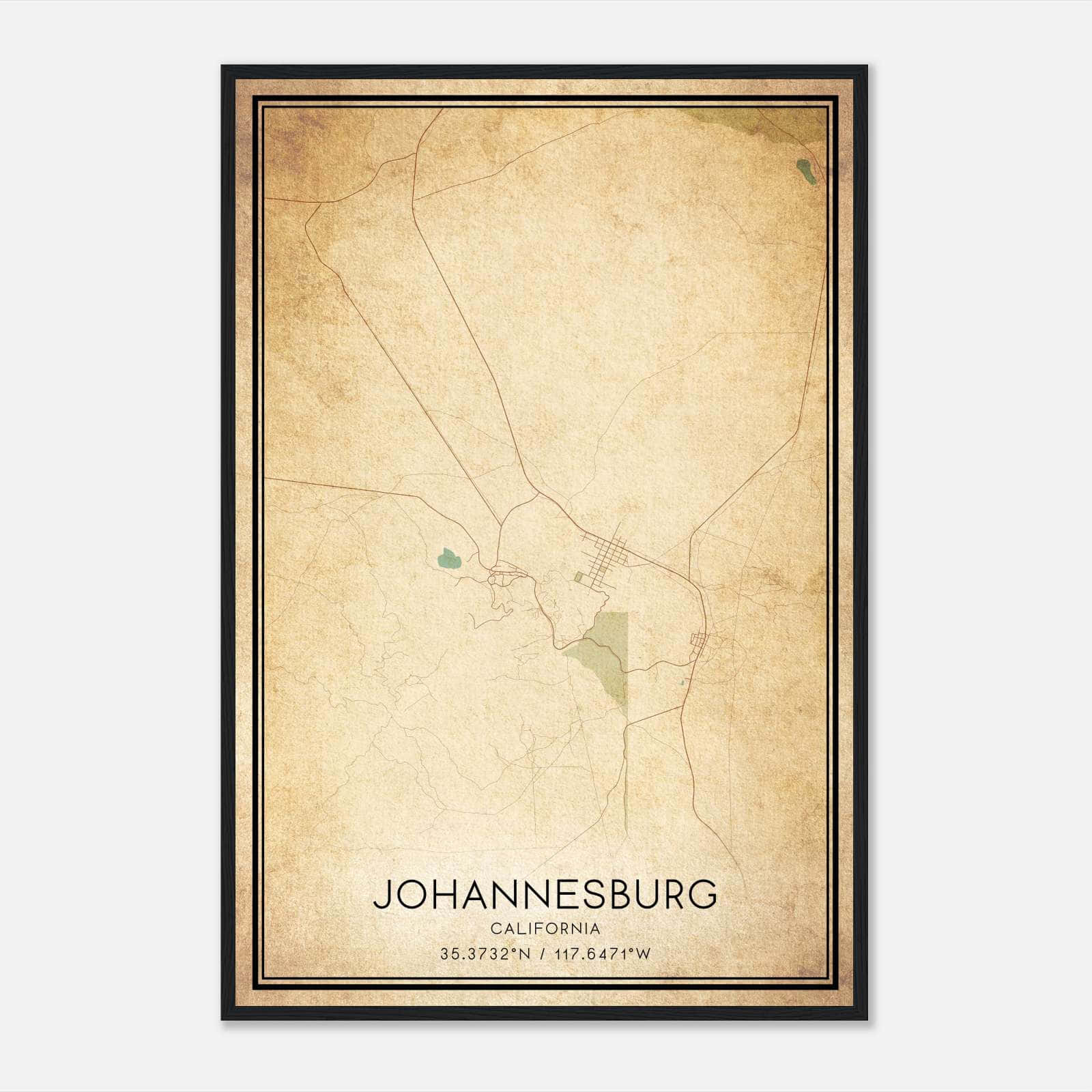 Vintage Johannesburg California Map Poster, Johannesburg CA City Road Wall Art Print Vintage Johannesburg California Map Poster, Johannesburg CA City Road Wall Art Print