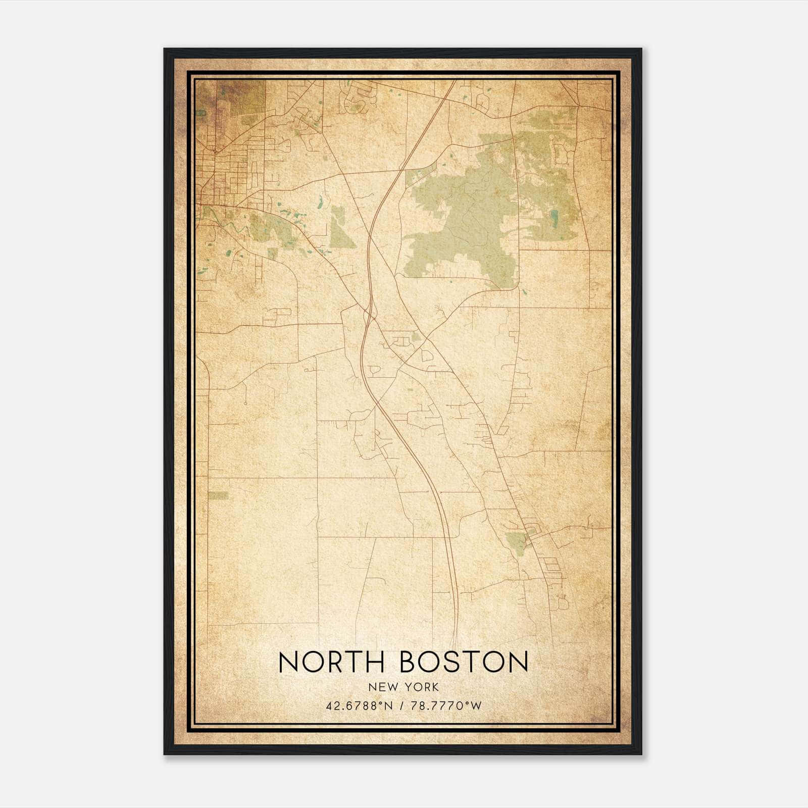 Vintage North Boston New York Map Poster, North Boston NY City Road Wall Art Print Vintage North Boston New York Map Poster, North Boston NY City Road Wall Art Print