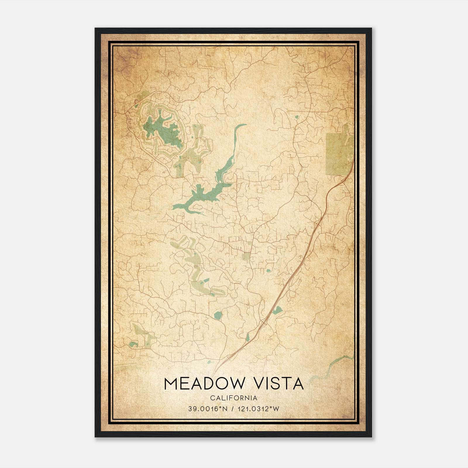 Vintage Meadow Vista California Map Poster, Meadow Vista CA City Road Wall Art Print Vintage Meadow Vista California Map Poster, Meadow Vista CA City Road Wall Art Print