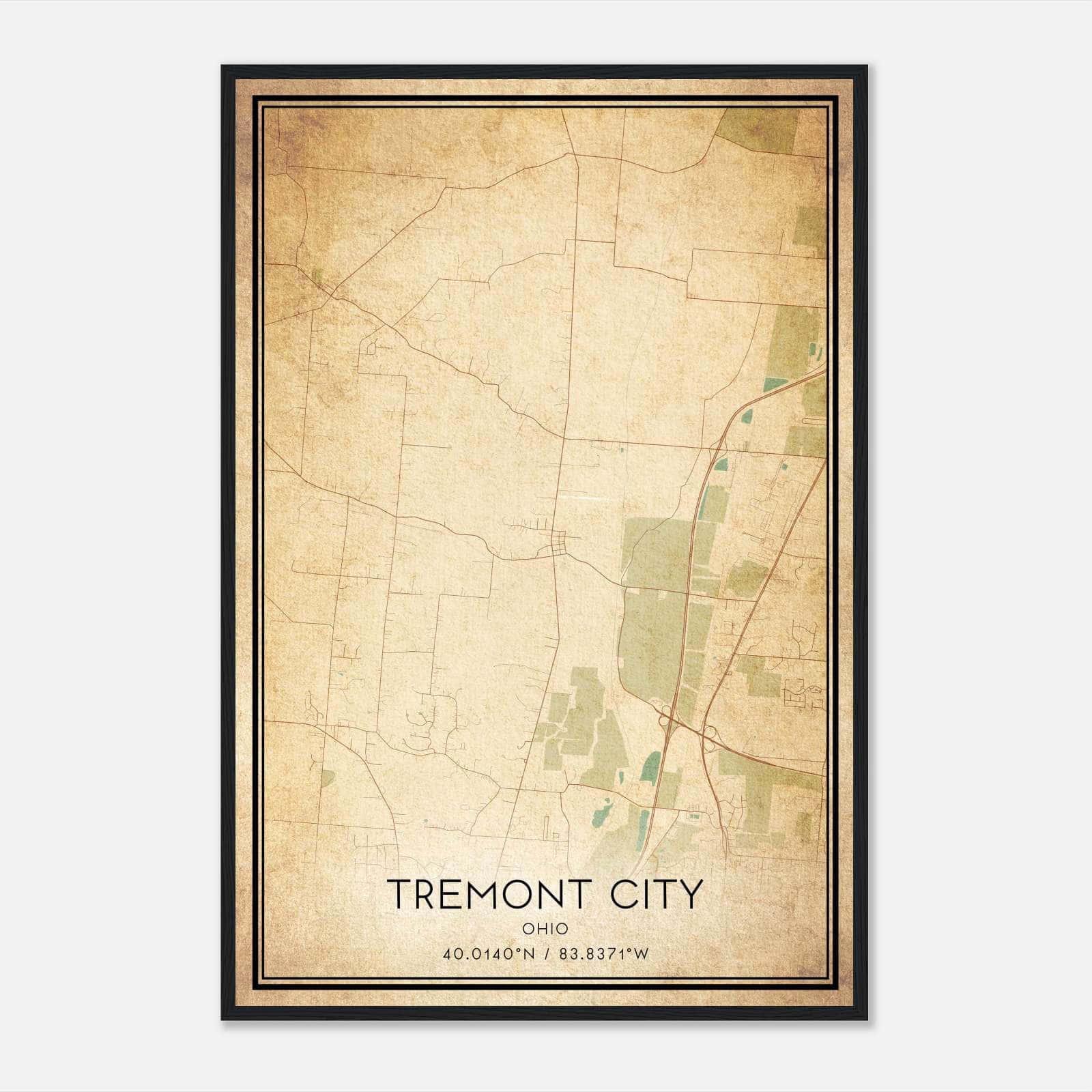 Vintage Tremont City Ohio Map Poster, Tremont City OH City Road Wall Art Print Vintage Tremont City Ohio Map Poster, Tremont City OH City Road Wall Art Print