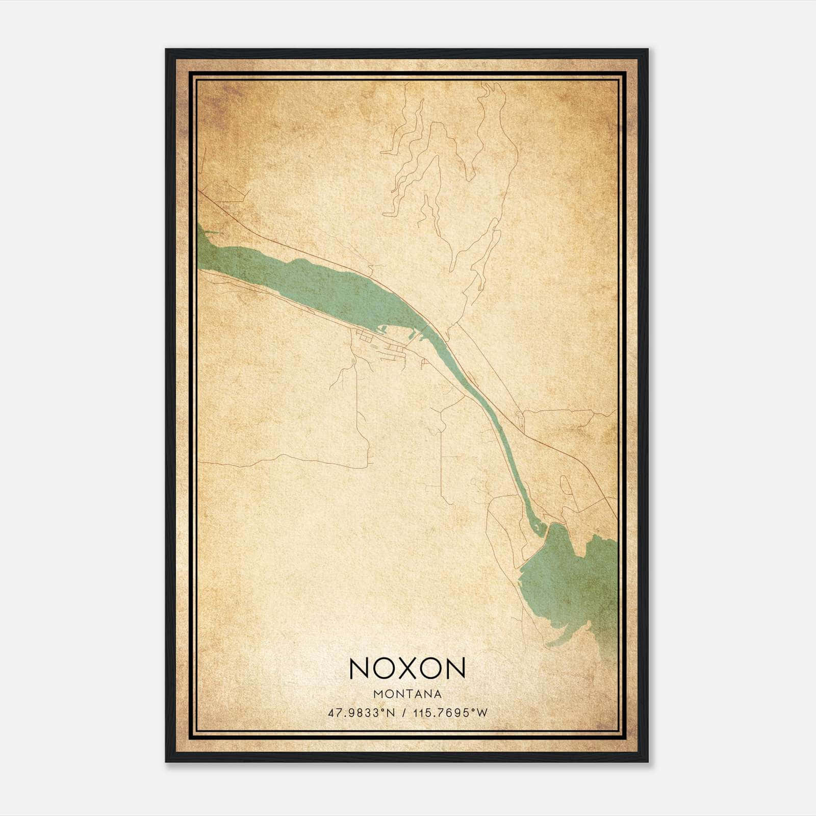 Vintage Noxon Montana Map Poster, Noxon MT City Road Wall Art Print Vintage Noxon Montana Map Poster, Noxon MT City Road Wall Art Print