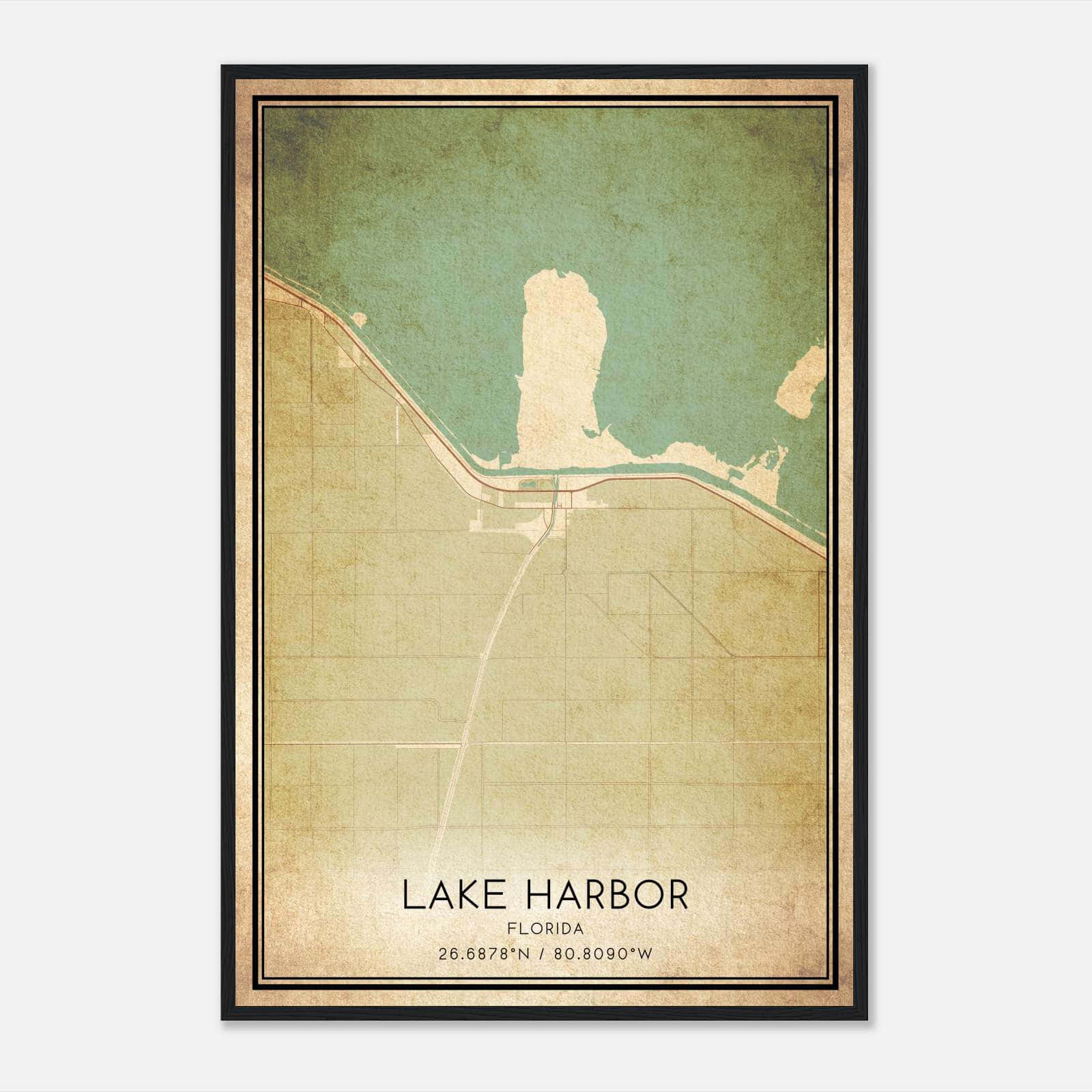 Vintage Lake Harbor Florida Map Poster, Lake Harbor FL City Road Wall Art Print Vintage Lake Harbor Florida Map Poster, Lake Harbor FL City Road Wall Art Print